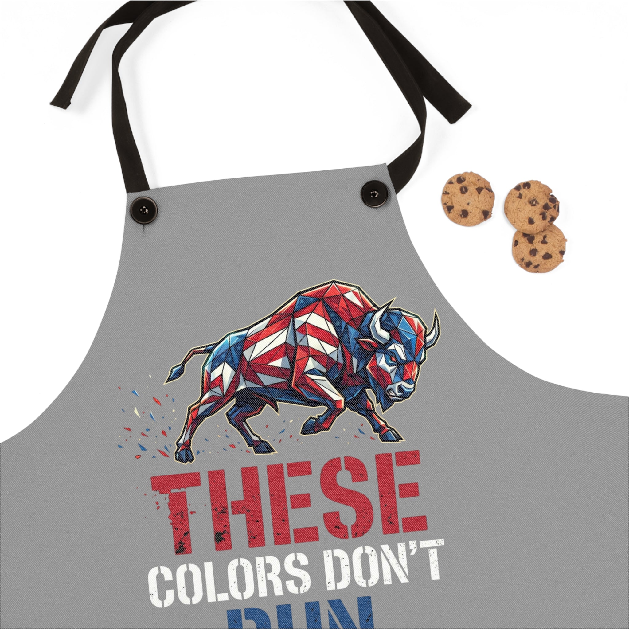 These Colors Don't Run Buffalo Apron | Patriotic American Flag Grilling Apron | Bold USA Kitchen Apron | BBQ Gift Apron