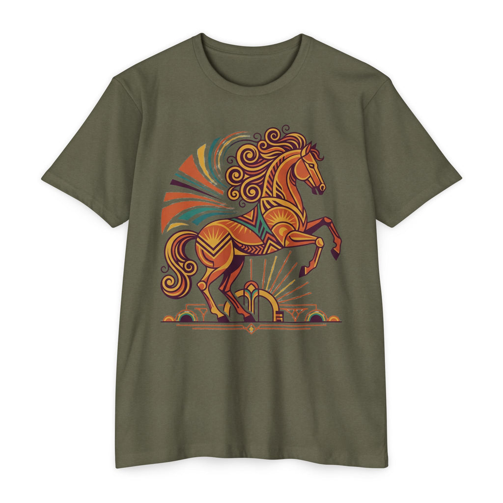 Horse T-Shirt Boho Prancing Horse Sunburst Illustration Graphic Tee Nature Lover Gift Unisex