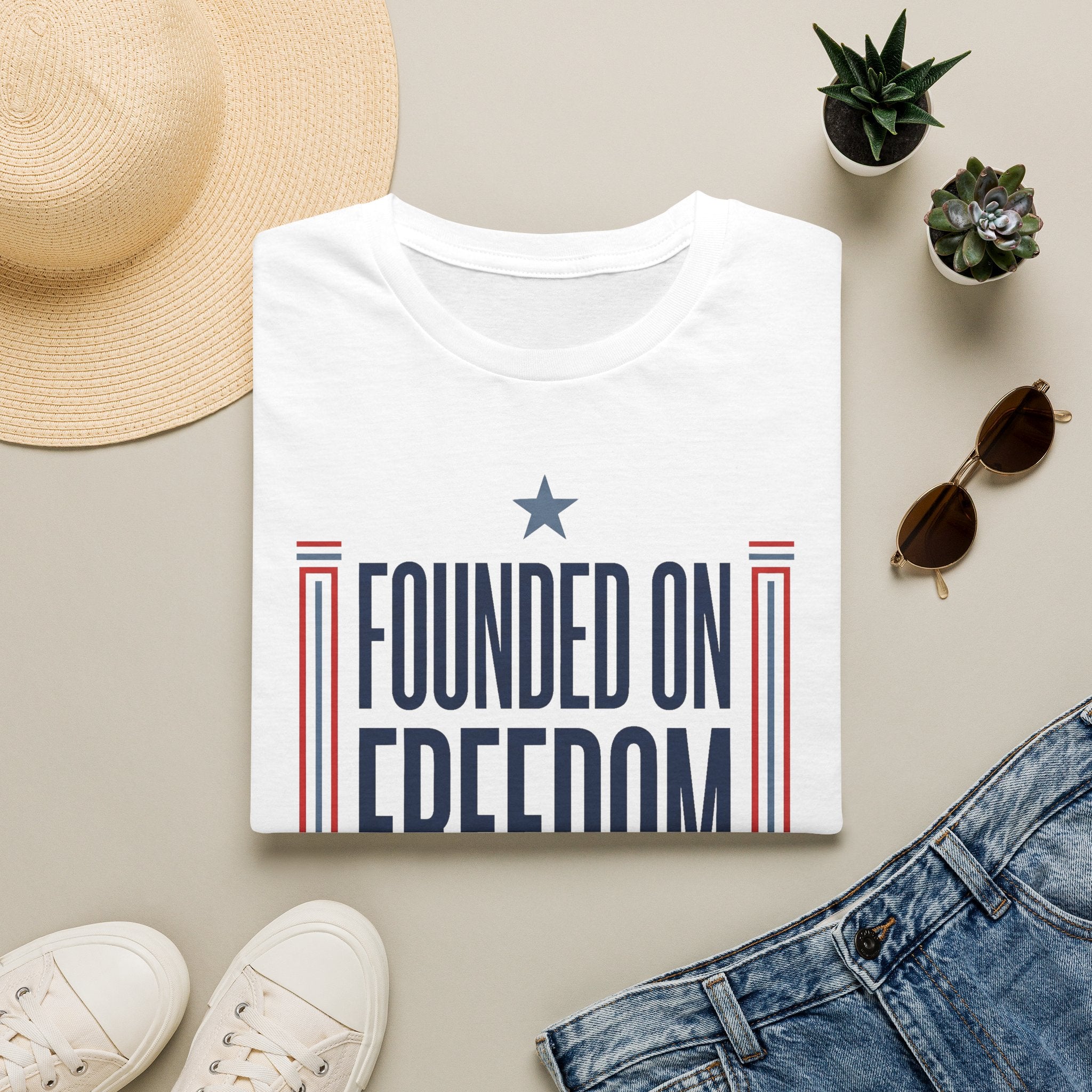 Founded on Freedom T-Shirt | Patriotic USA Shirt, 4th of July Gift, America Pride Tee, Unisex Patriotic Flag Graphic Tee