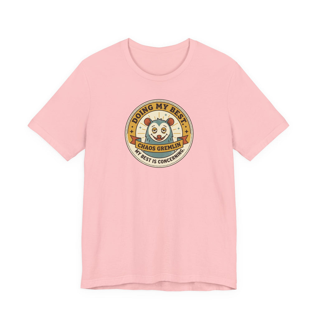 Doing My Best Chaos Gremlin Tee | Cute Cartoon Gremlin Badge Shirt