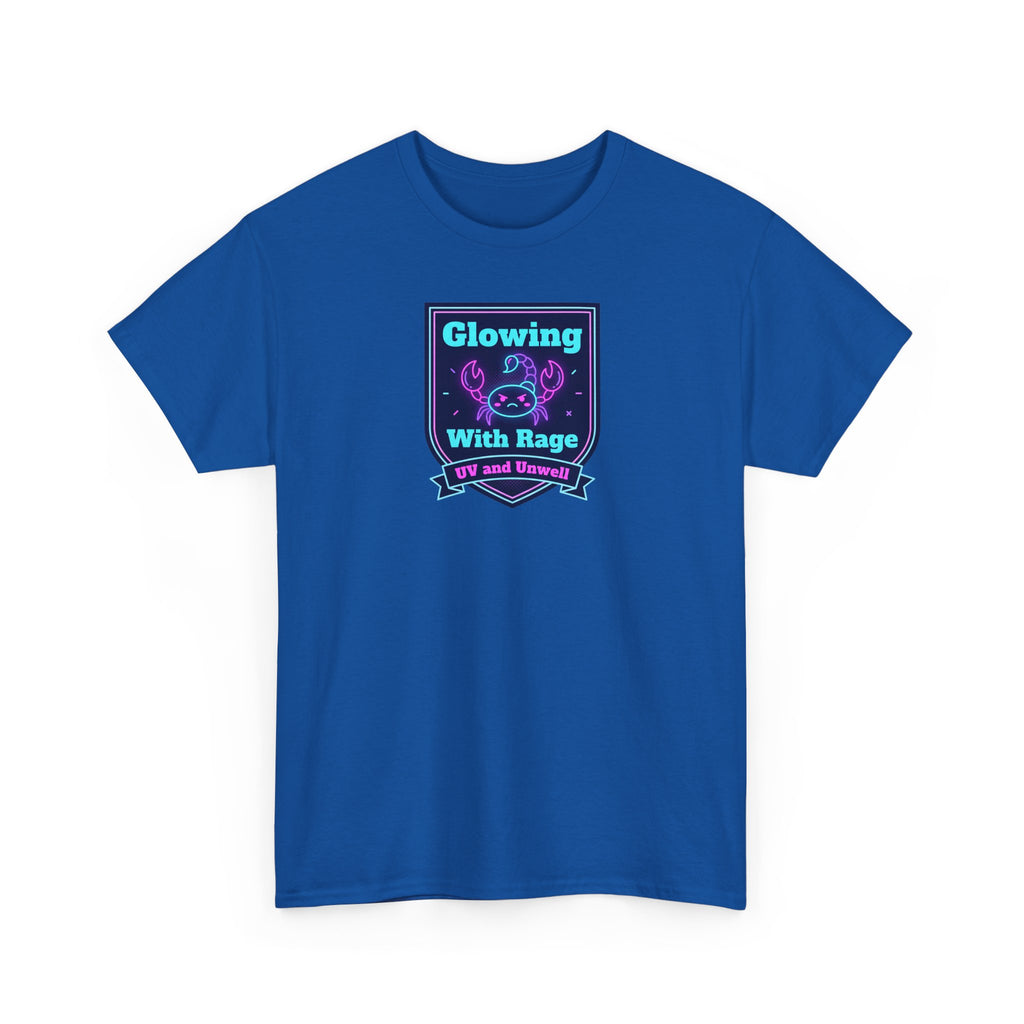 Glowing With Rage tee | Neon Skull Shield design