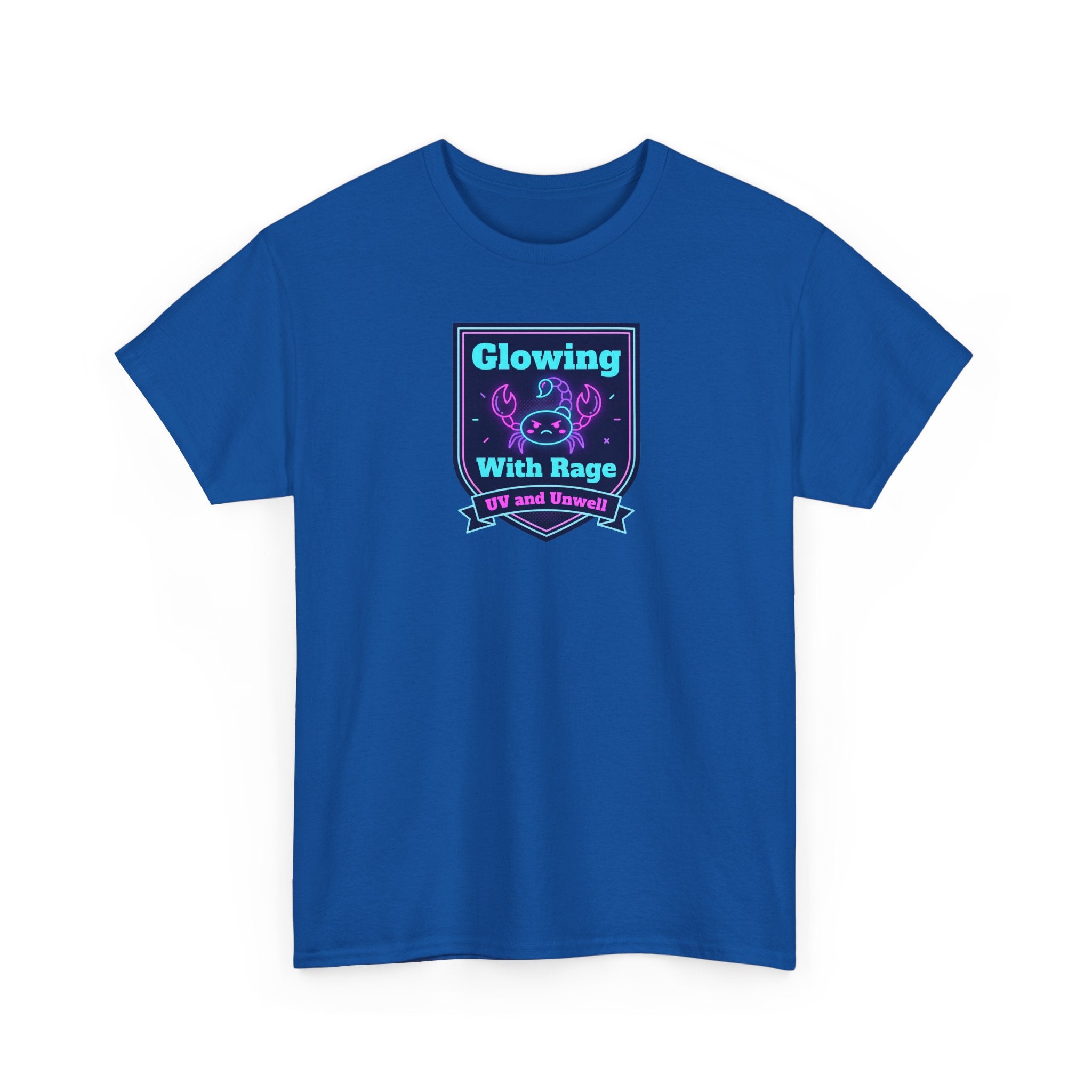 Glowing With Rage tee | Neon Skull Shield design