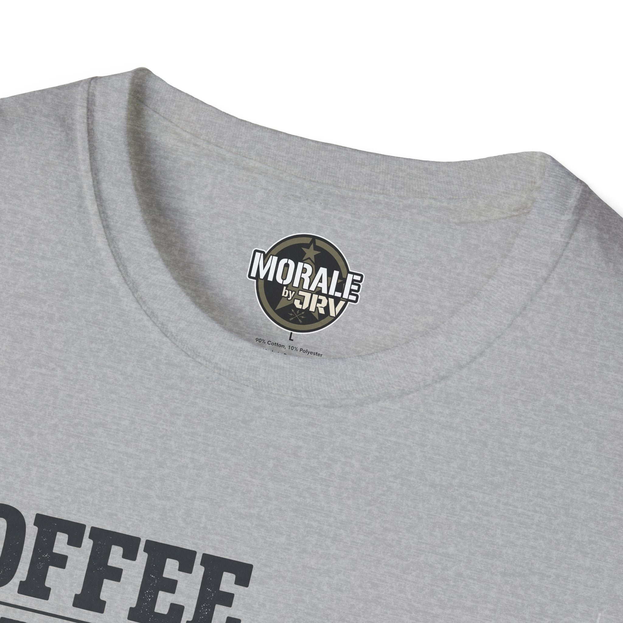 Kids Chaos repeat T-shirt neckline close-up, Sport Grey, brand logo at chest