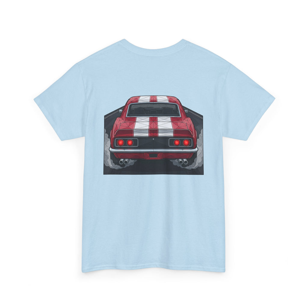 70s Red Muscle Car Tee | Front and Back Vintage Car Illustration