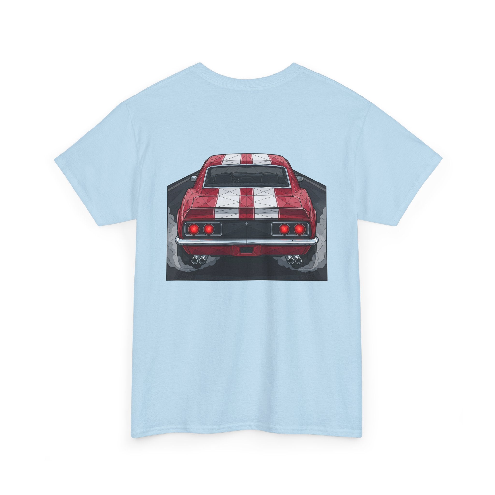70s Red Muscle Car Tee | Front and Back Vintage Car Illustration