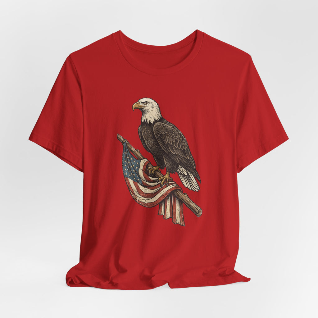 Bald Eagle American Flag T-Shirt | Patriotic USA Stars Stripes Vintage Eagle Graphic Tee Gift
