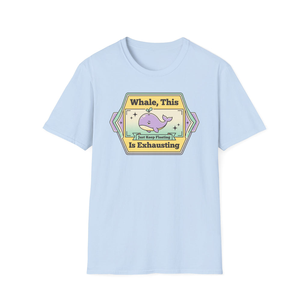 Whale, This Is Exhausting T-Shirt | Cute Purple Whale Retro Graphic