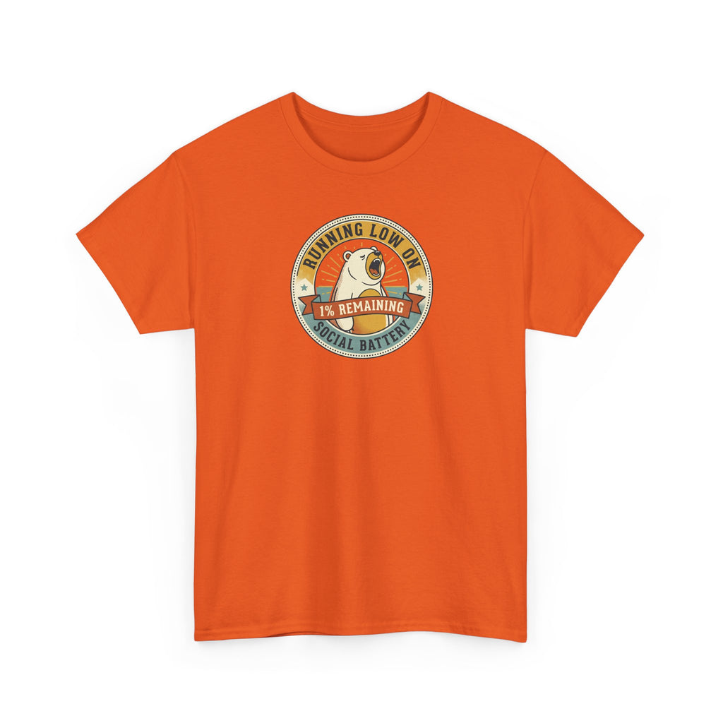 Running Low on Social Battery T-Shirt | Funny Introvert Bear Graphic Tee