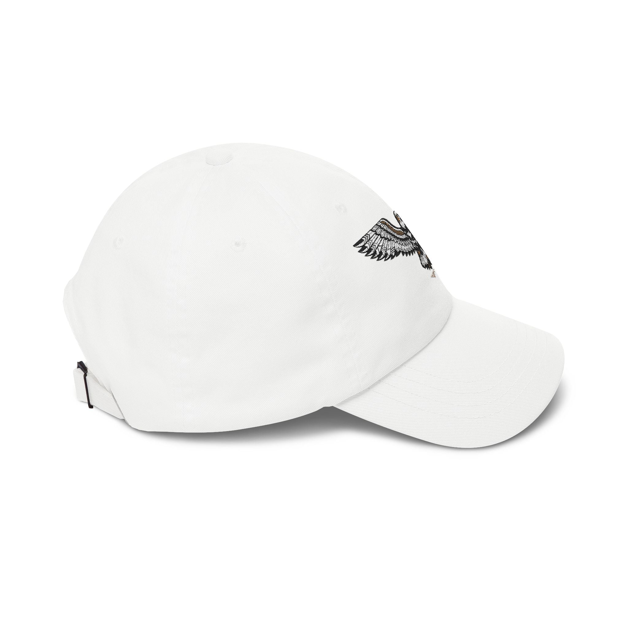 Embroidered Soaring Eagle Dad Cap — Classic White Baseball Hat