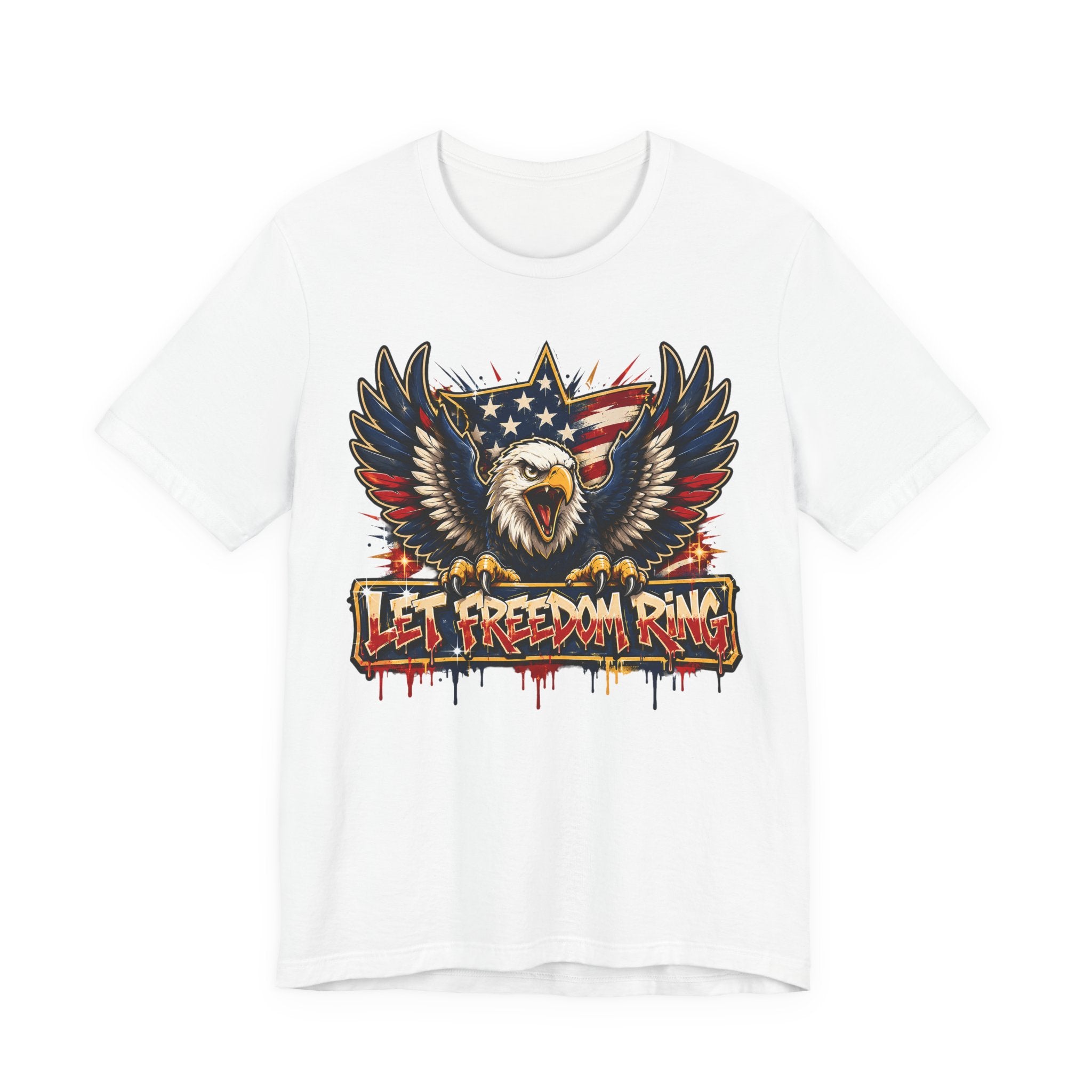 Let Freedom Ring Bald Eagle T-Shirt | 4th of July Patriotic American Flag Graphic Tee