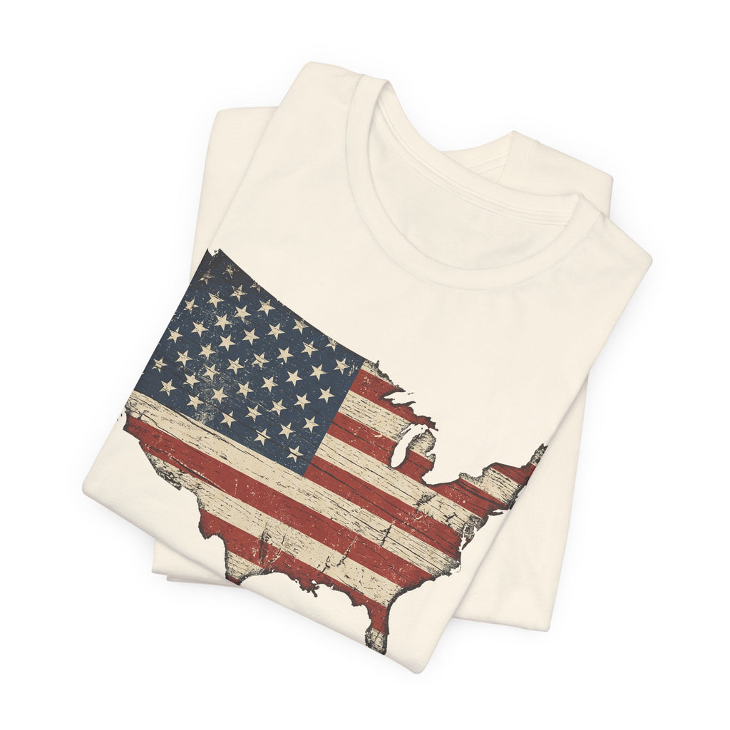 Distressed American Flag USA Map T-Shirt | Patriotic United States Tee