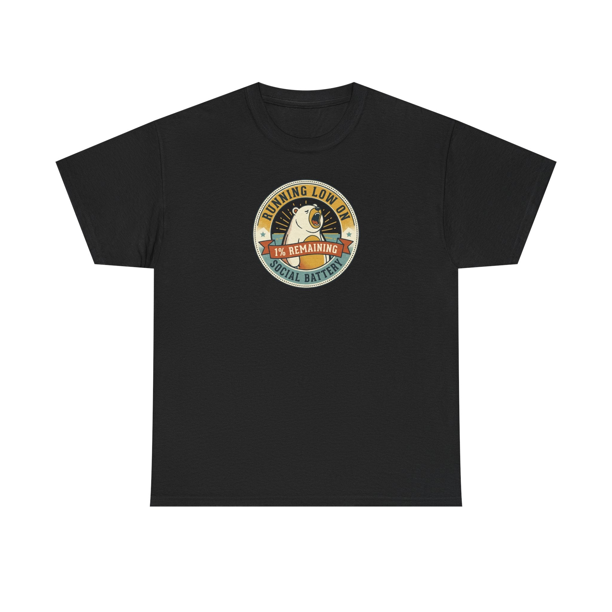 Running Low on Social Battery T-Shirt | Funny Introvert Bear Graphic Tee