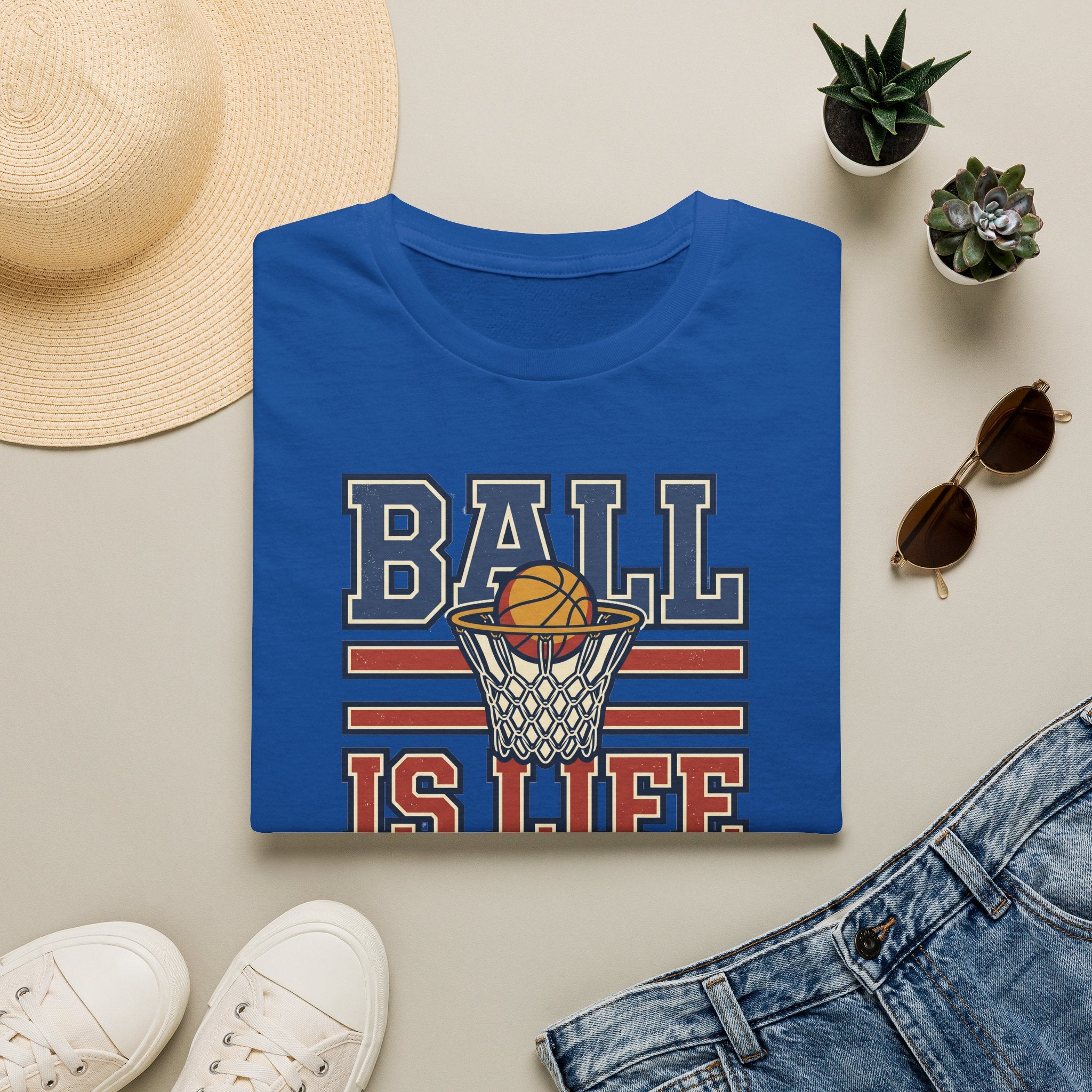 Basketball T-Shirt | Ball Is Life Retro Hoops Graphic Tee