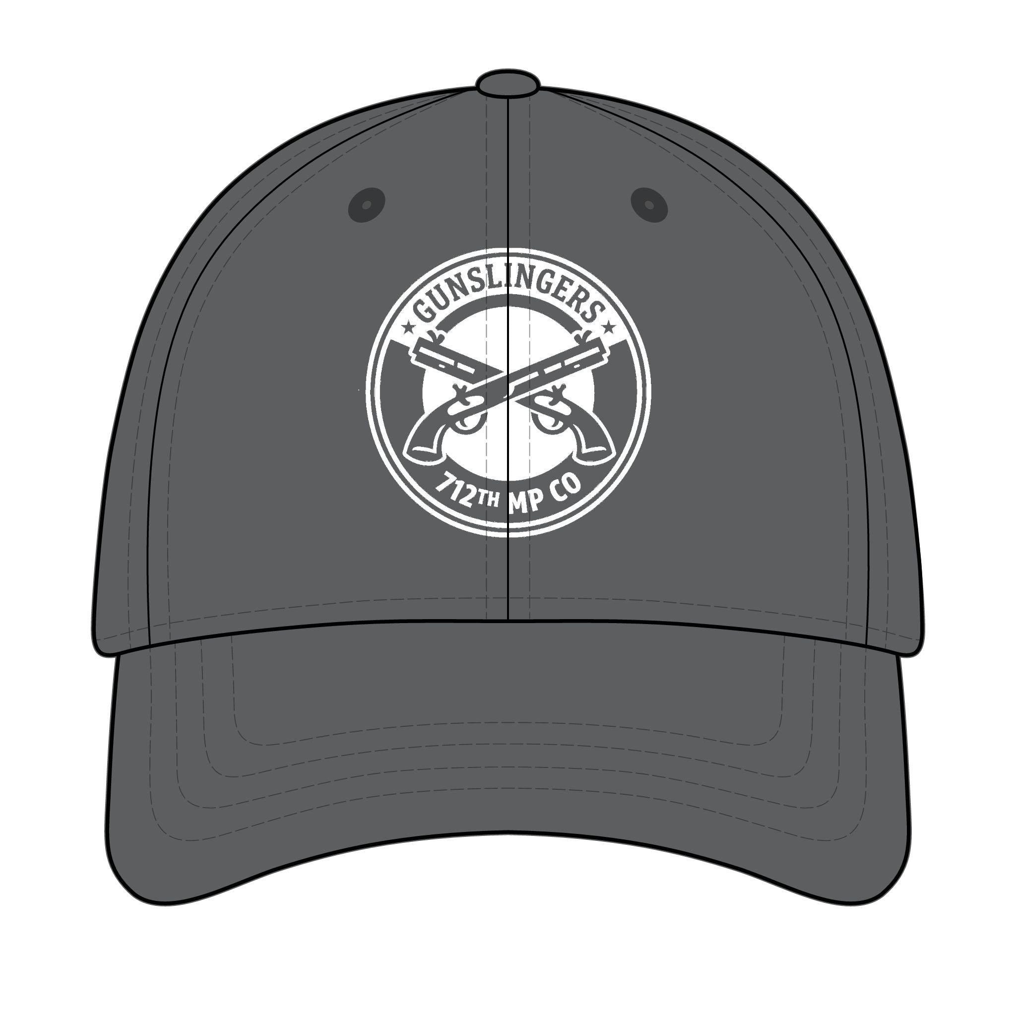Graphite baseball cap with embroidered Gunslingers logo on front panel