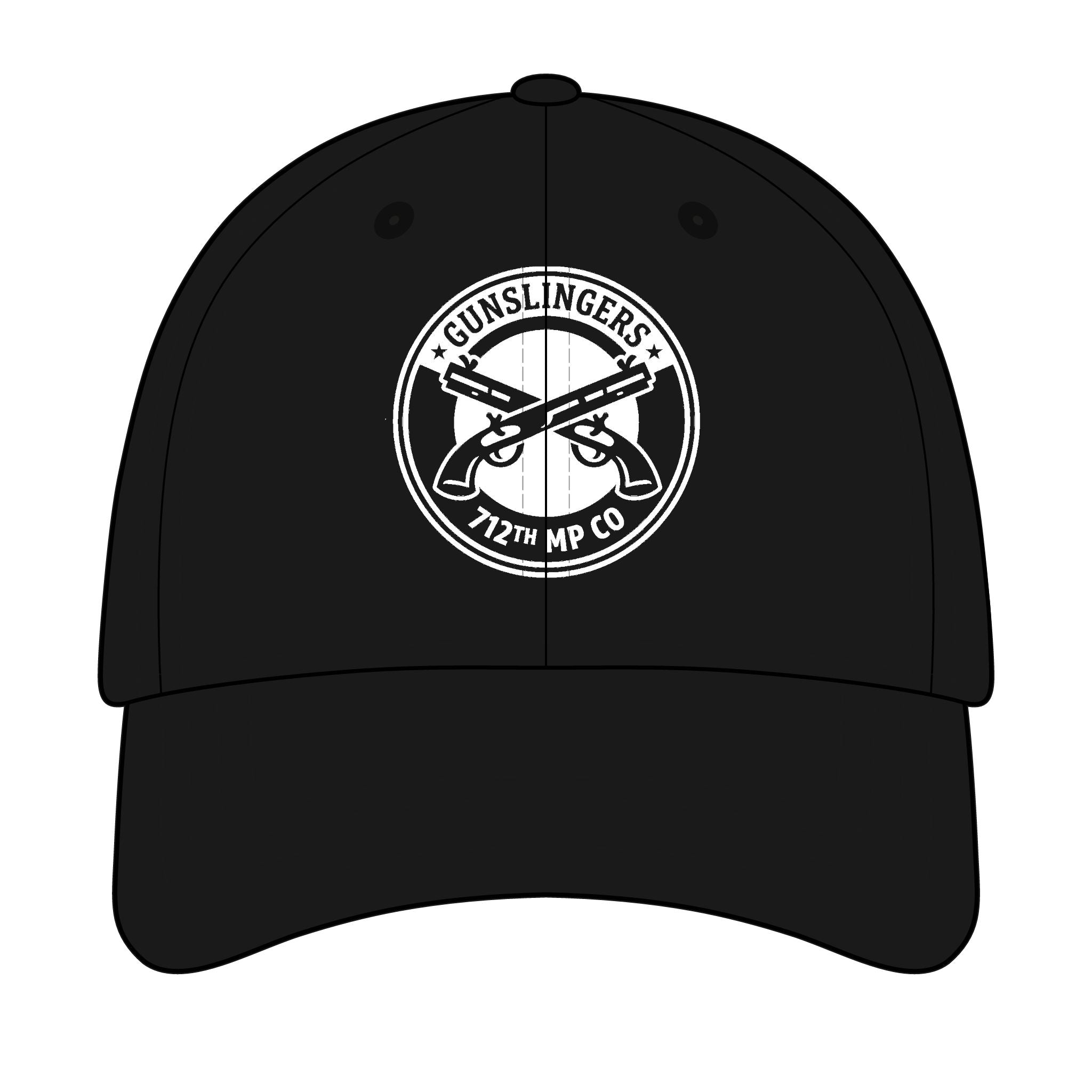Black baseball cap with embroidered Gunslingers logo on front panel