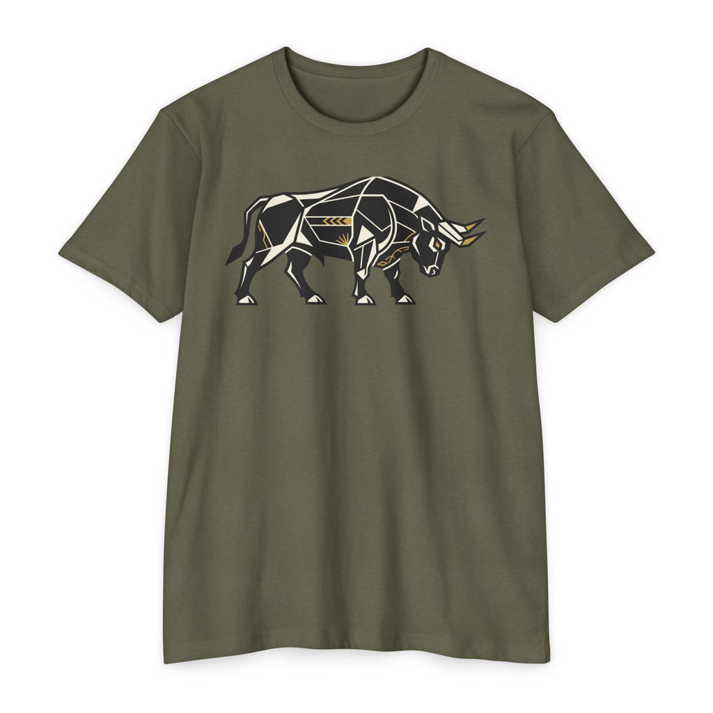 Bull T-Shirt Geometric Illustration Charging Bull Graphic Tee Animal Lover Gift Streetwear Unisex