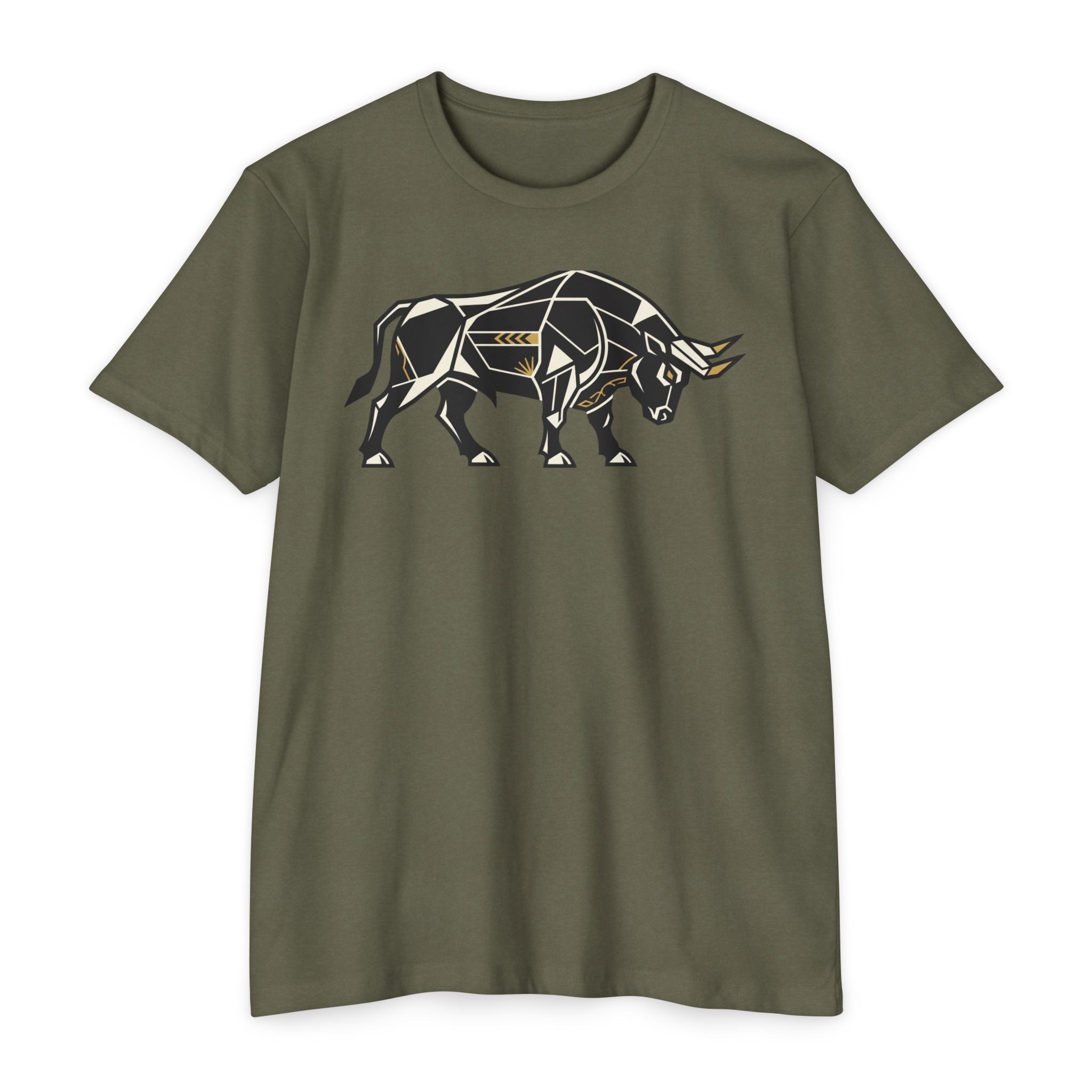 Bull T-Shirt Geometric Illustration Charging Bull Graphic Tee Animal Lover Gift Streetwear Unisex