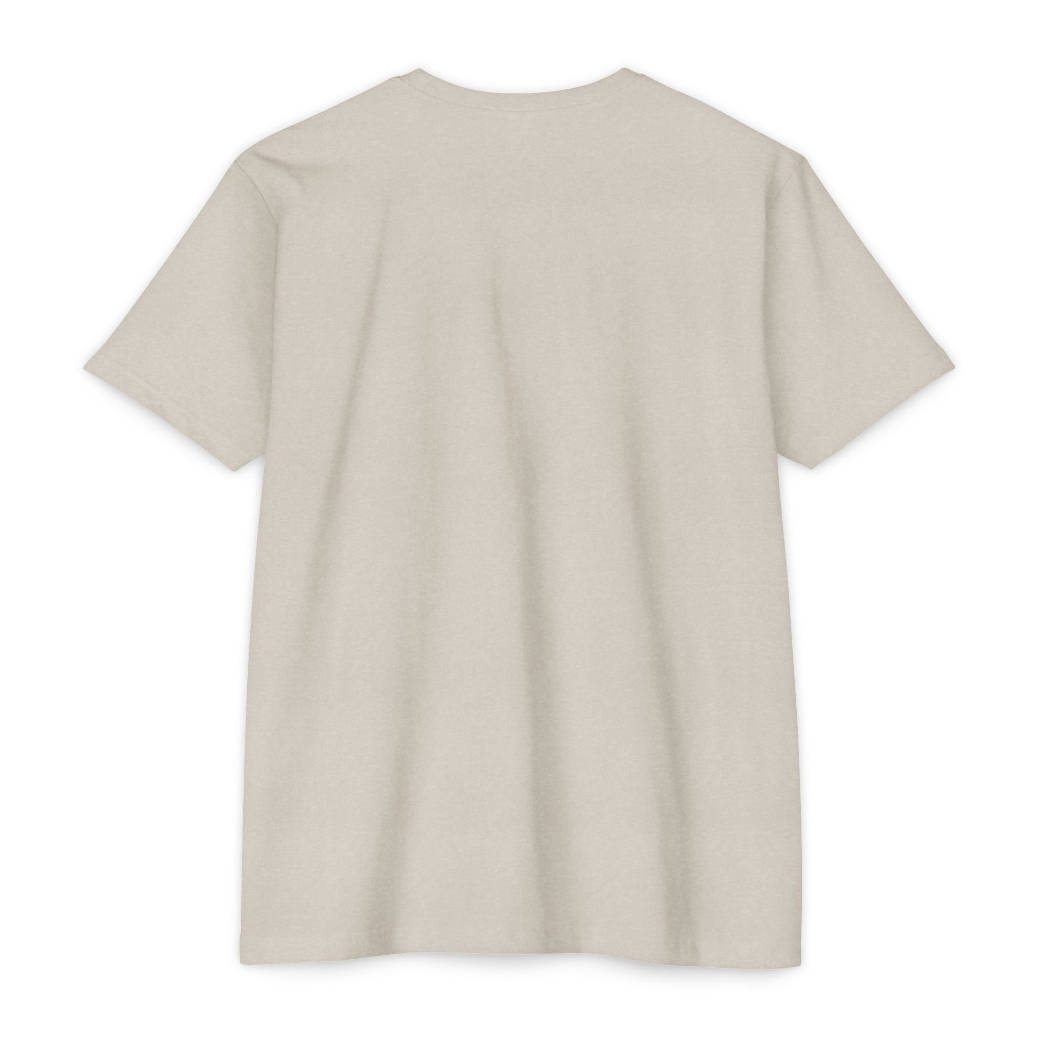 Light cream bomber T-shirt back view, plain