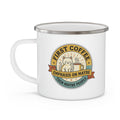 Funny Cat Mug First Coffee Emphasis on Maybe | Funny Cat Coffee Mug | Enamel Camping Mug | Cat Lover Gift | Introvert Gift for Her
