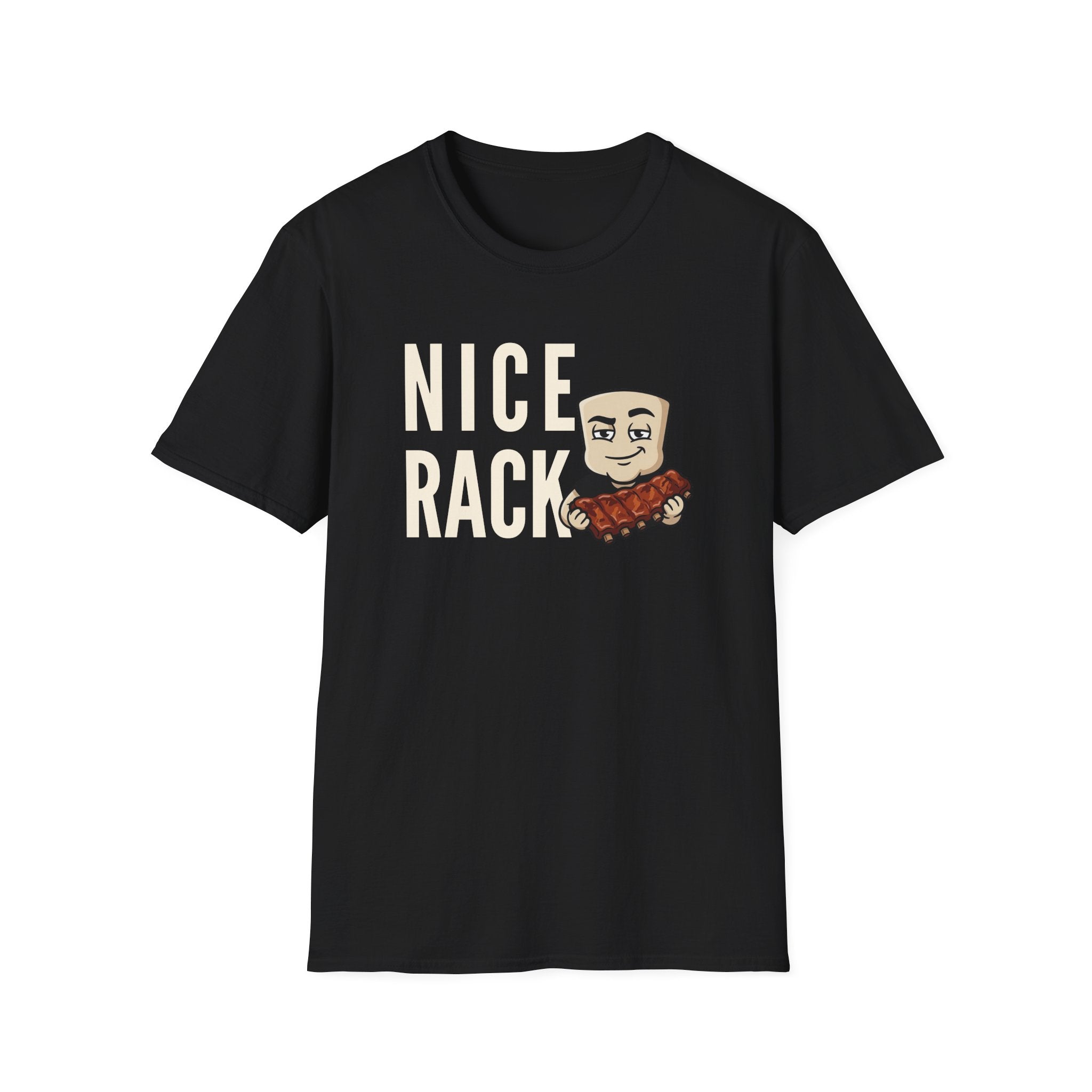 Nice Rack T-Shirt | Funny BBQ Ribs Grilling Tee | Cookout Humor Food Pun Gift