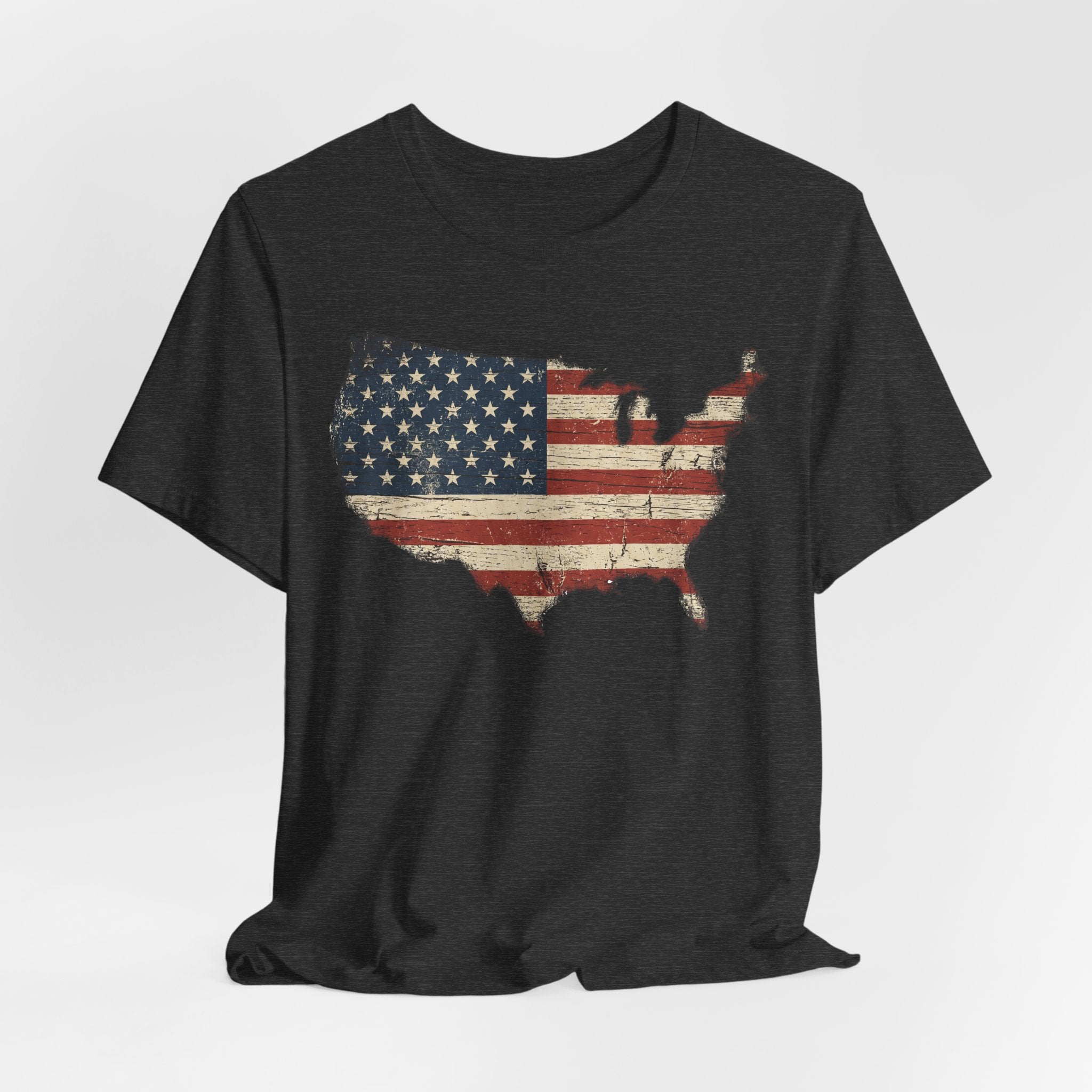 Distressed American Flag USA Map T-Shirt | Patriotic United States Tee
