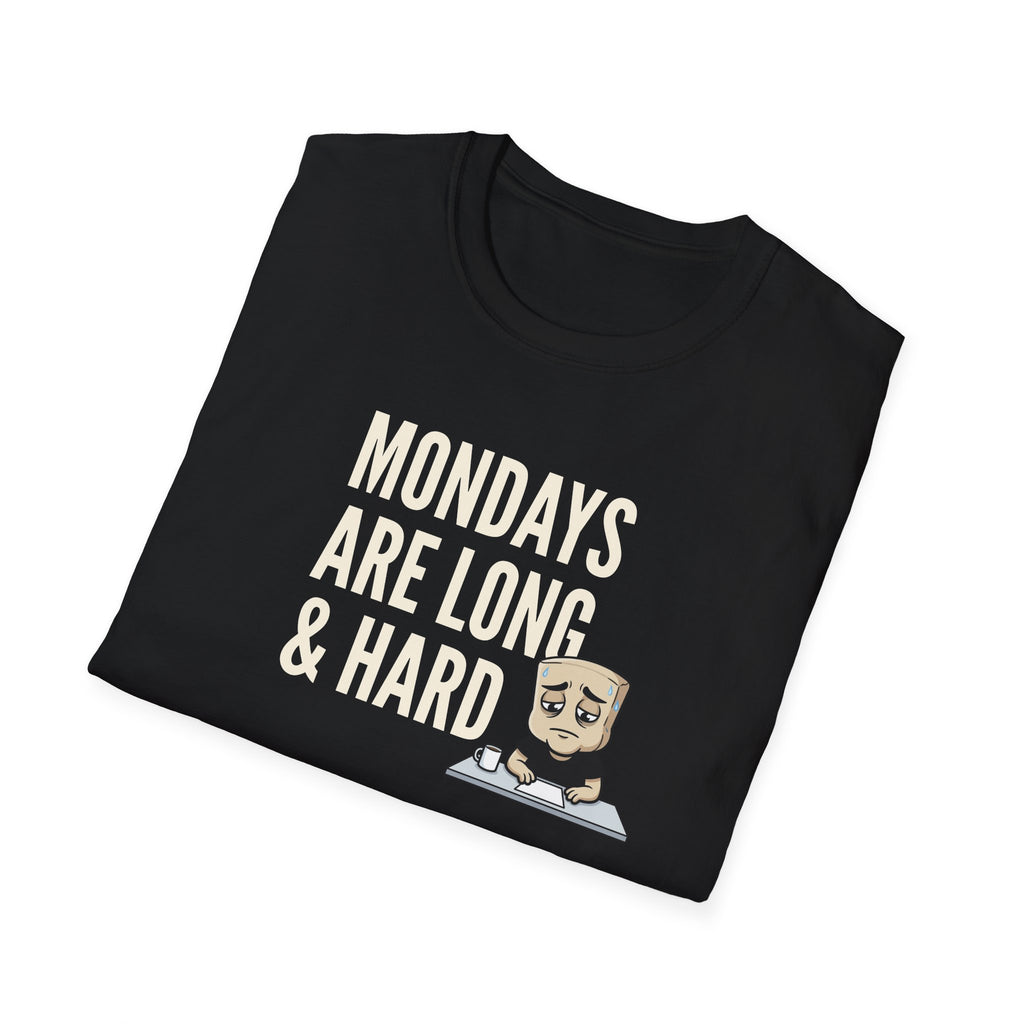Mondays Are Long & Hard T-Shirt, Funny Coffee Lover Tee, Sarcastic Monday Mood Gift Shirt, Caffeine Humor Tee Men Women