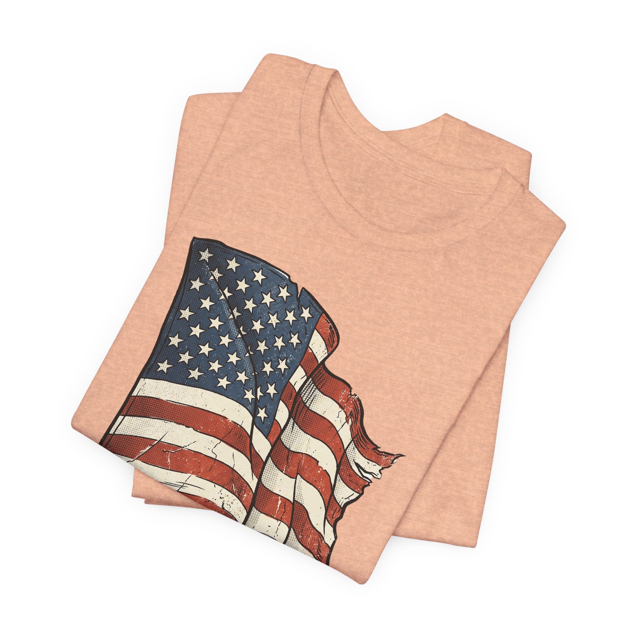 Vintage Waving American Flag T-Shirt | USA Stars Stripes Distressed Patriotic Graphic Tee