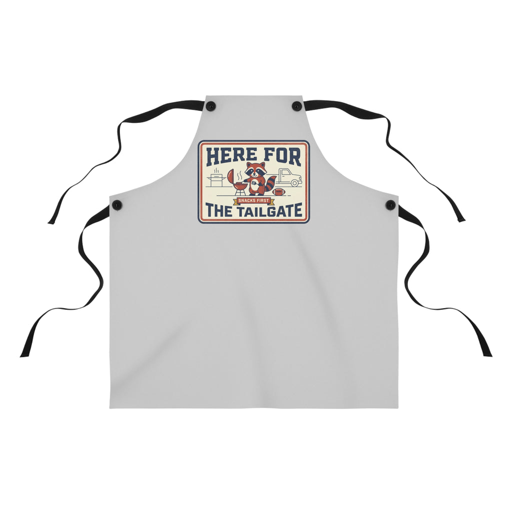 Here For The Tailgate Apron | Funny Raccoon BBQ Grilling Apron | Tailgating Kitchen Apron | Cute Cooking Gift Apron
