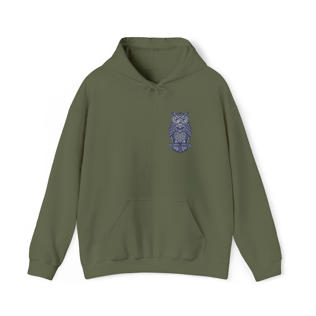 Floral Owl Hoodie | Botanical Bird Small Chest Print, Unisex Nature Sweatshirt, Owl Lover Gift Pullover