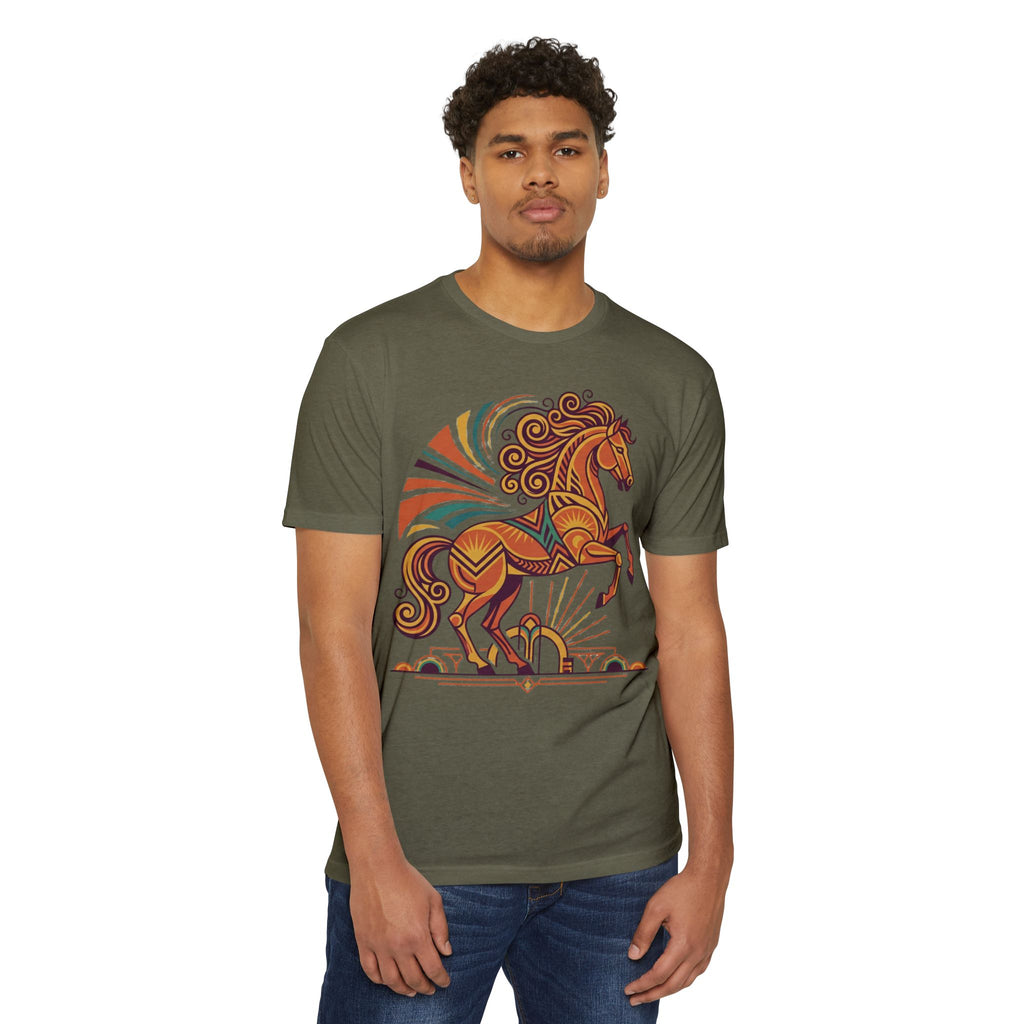Horse T-Shirt Boho Prancing Horse Sunburst Illustration Graphic Tee Nature Lover Gift Unisex