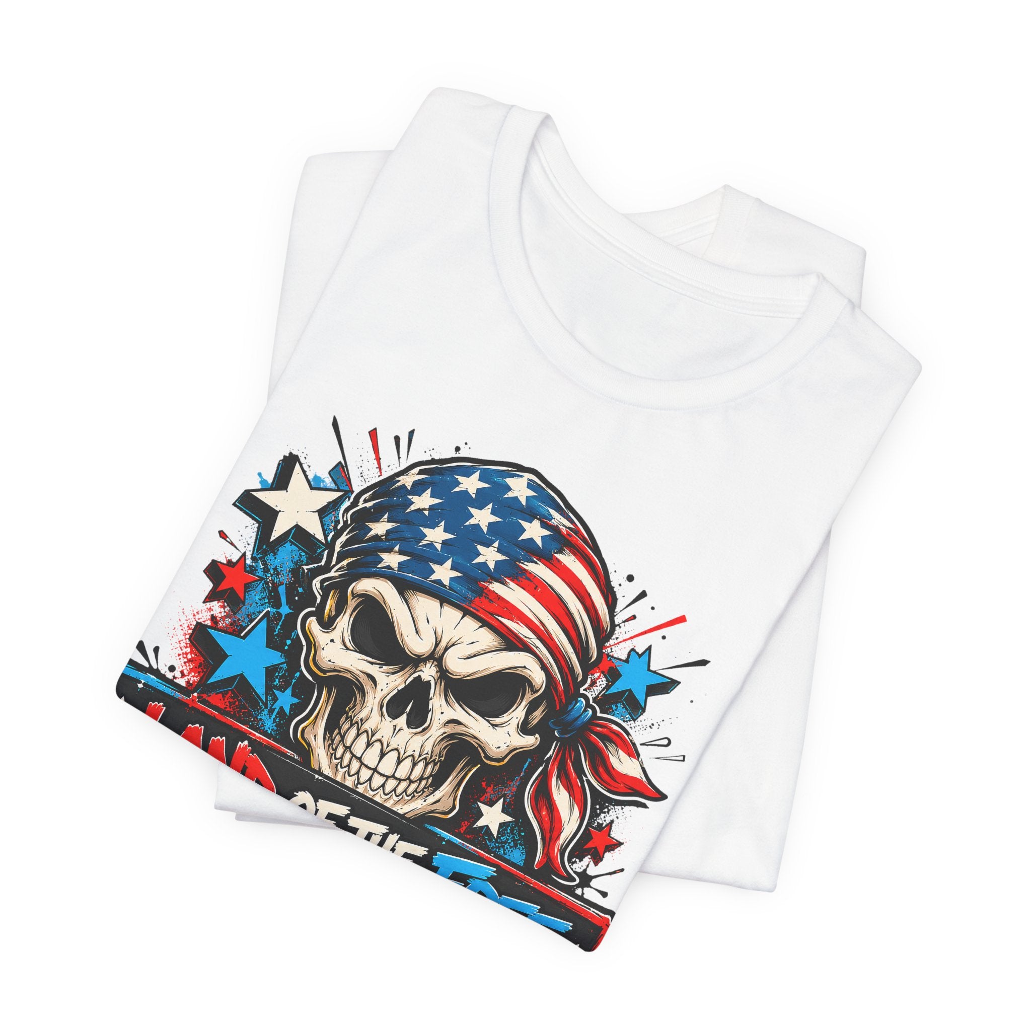 Land of the Free Skull T-Shirt | 4th of July American Flag Patriotic Graphic Tee