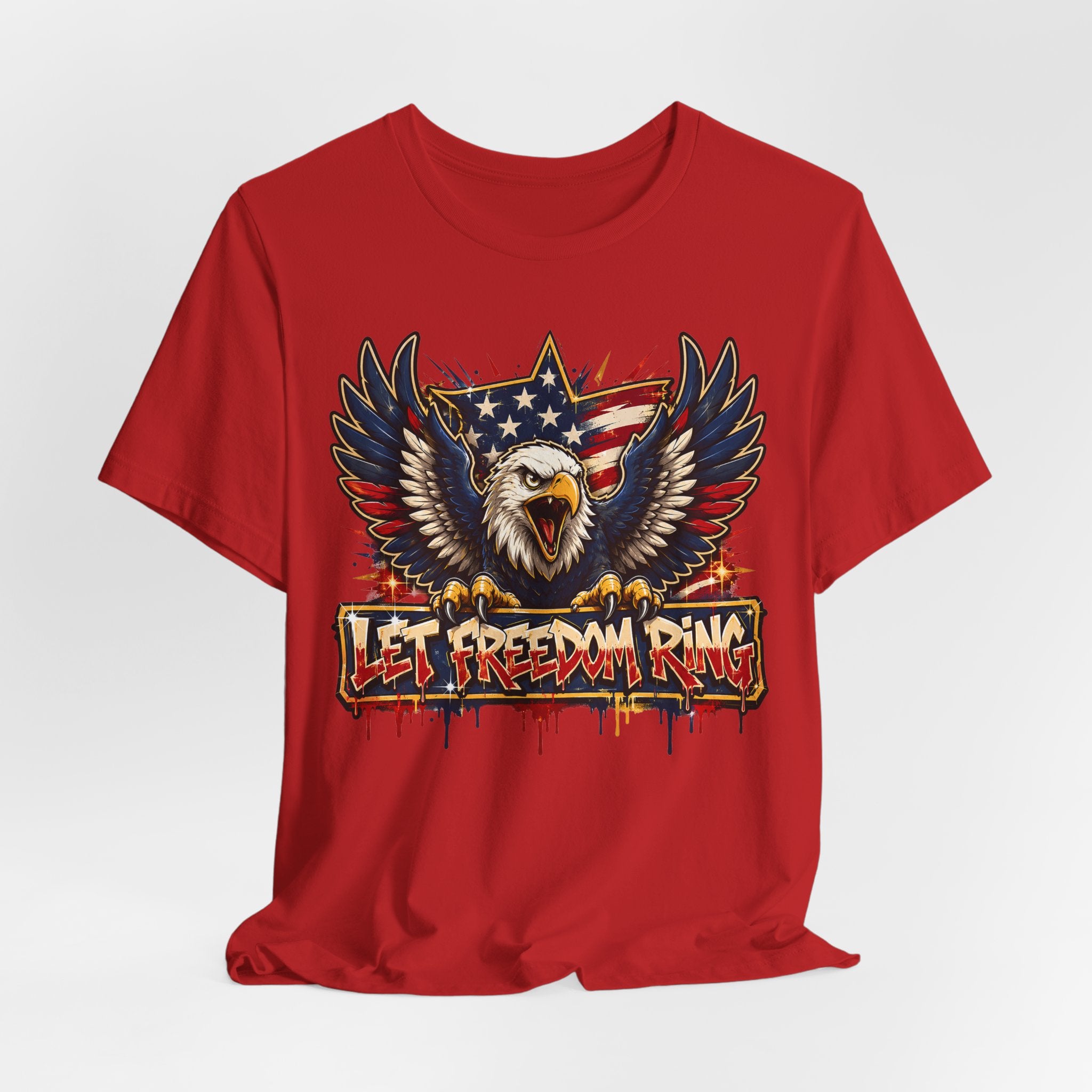 Let Freedom Ring Bald Eagle T-Shirt | 4th of July Patriotic American Flag Graphic Tee