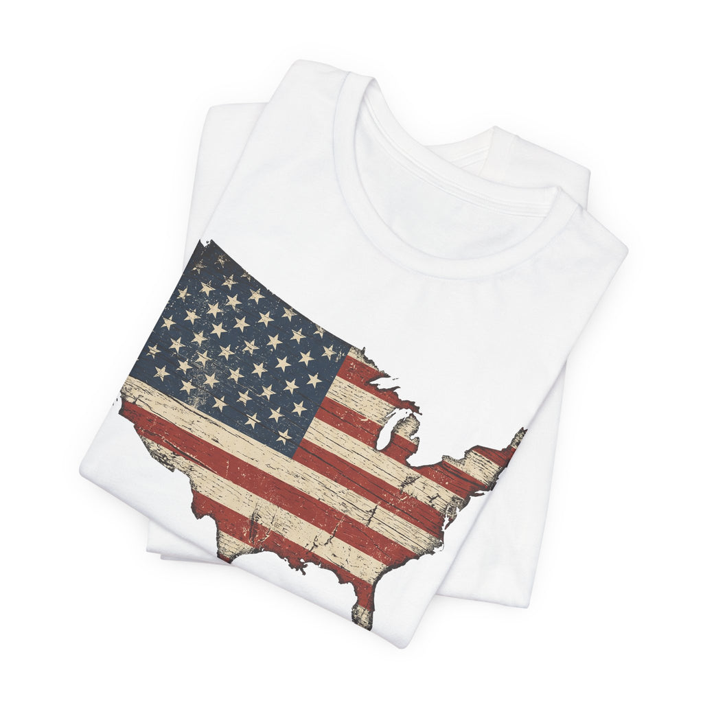 Distressed American Flag USA Map T-Shirt | Patriotic United States Tee