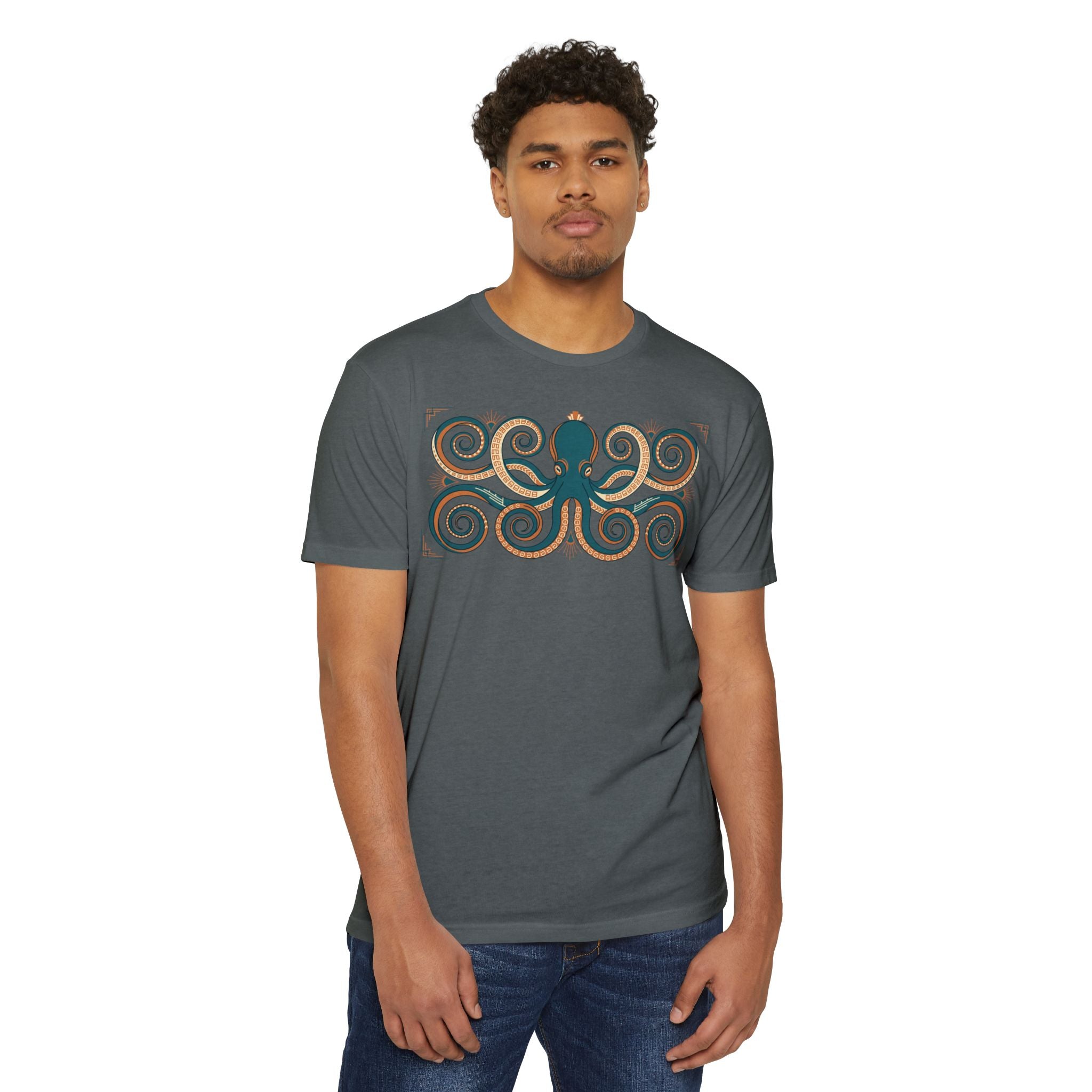 Octopus T-Shirt Teal Swirl Nautical Sea Creature Graphic Tee Ocean Lover Gift Unisex
