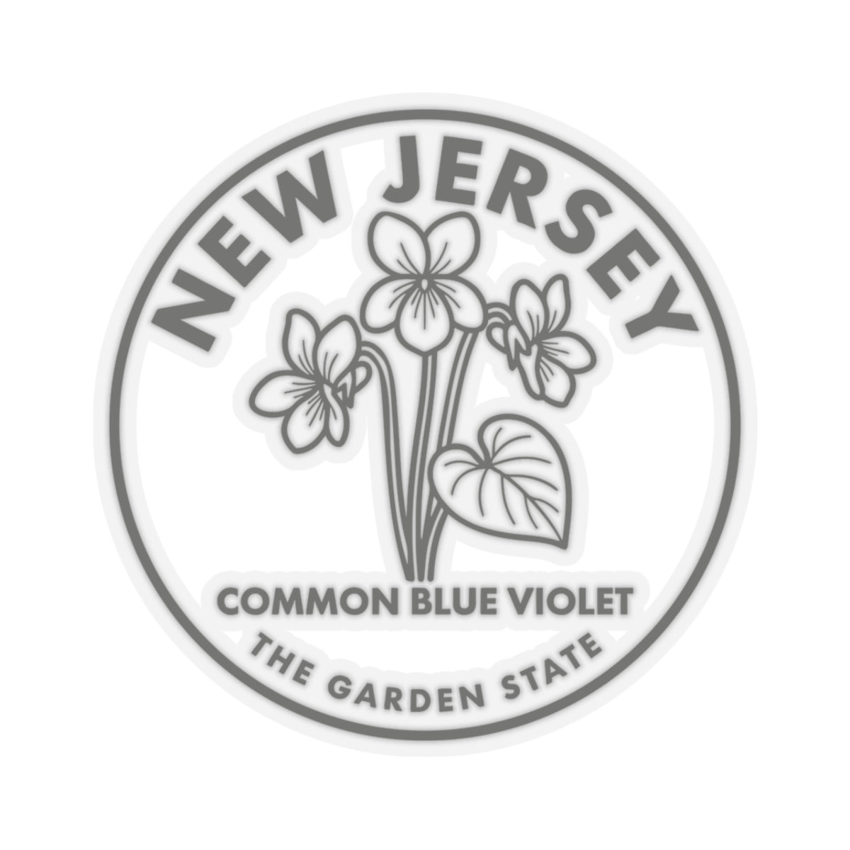 Common blue violet vinyl decal sticker with New Jersey text in circular badge design
