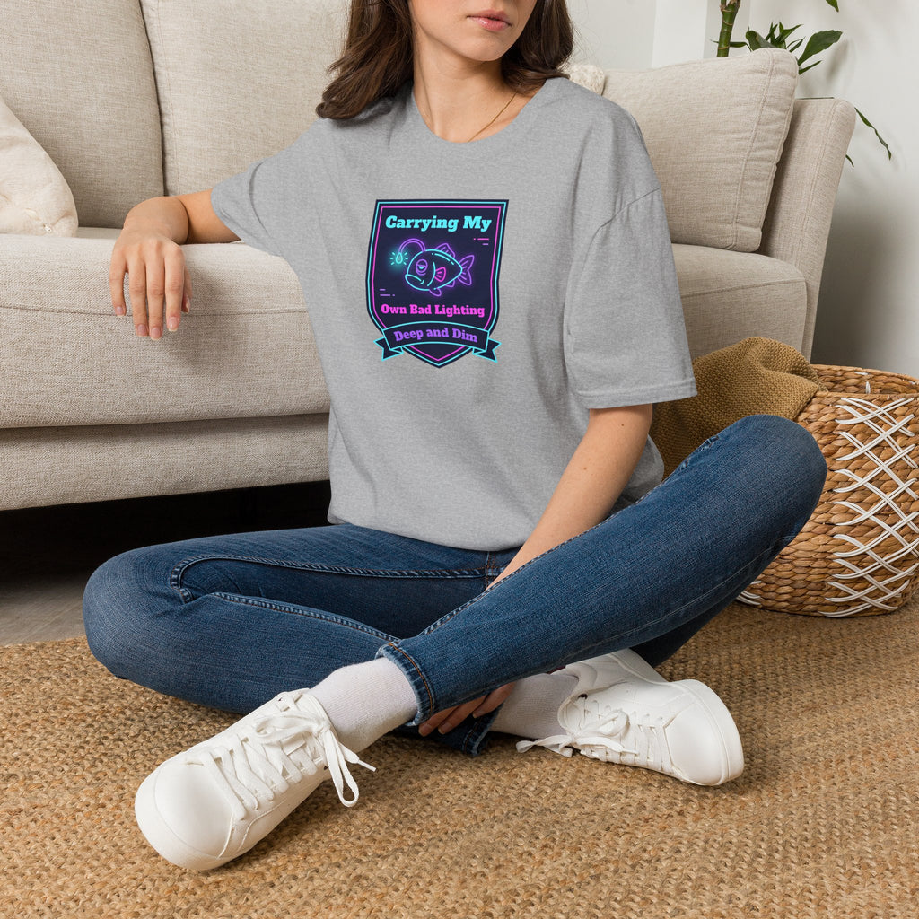 Funny Anglerfish T-Shirt | Carrying My Own Bad Lighting Deep Sea Neon Graphic Tee | Ocean Gift