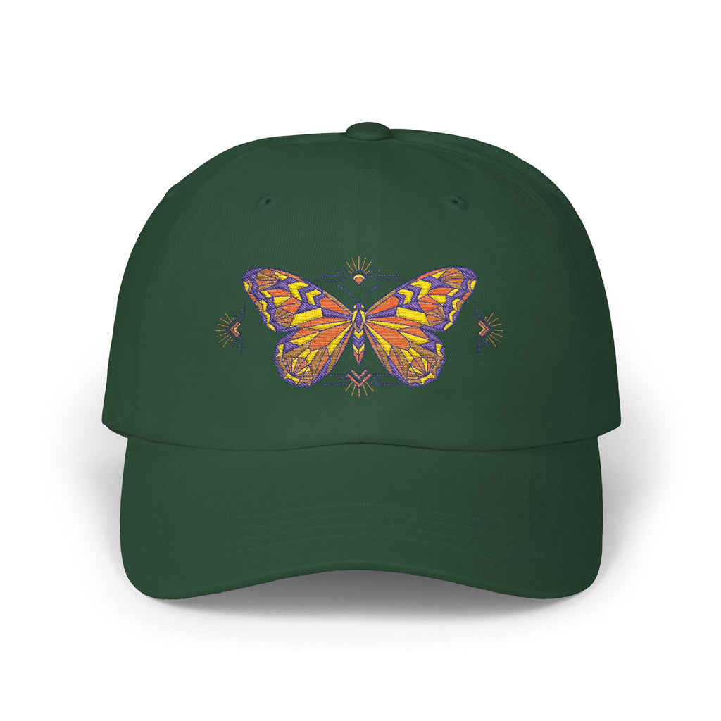 Butterfly Embroidered Dad Cap — Colorful Mosaic Moth Baseball Hat