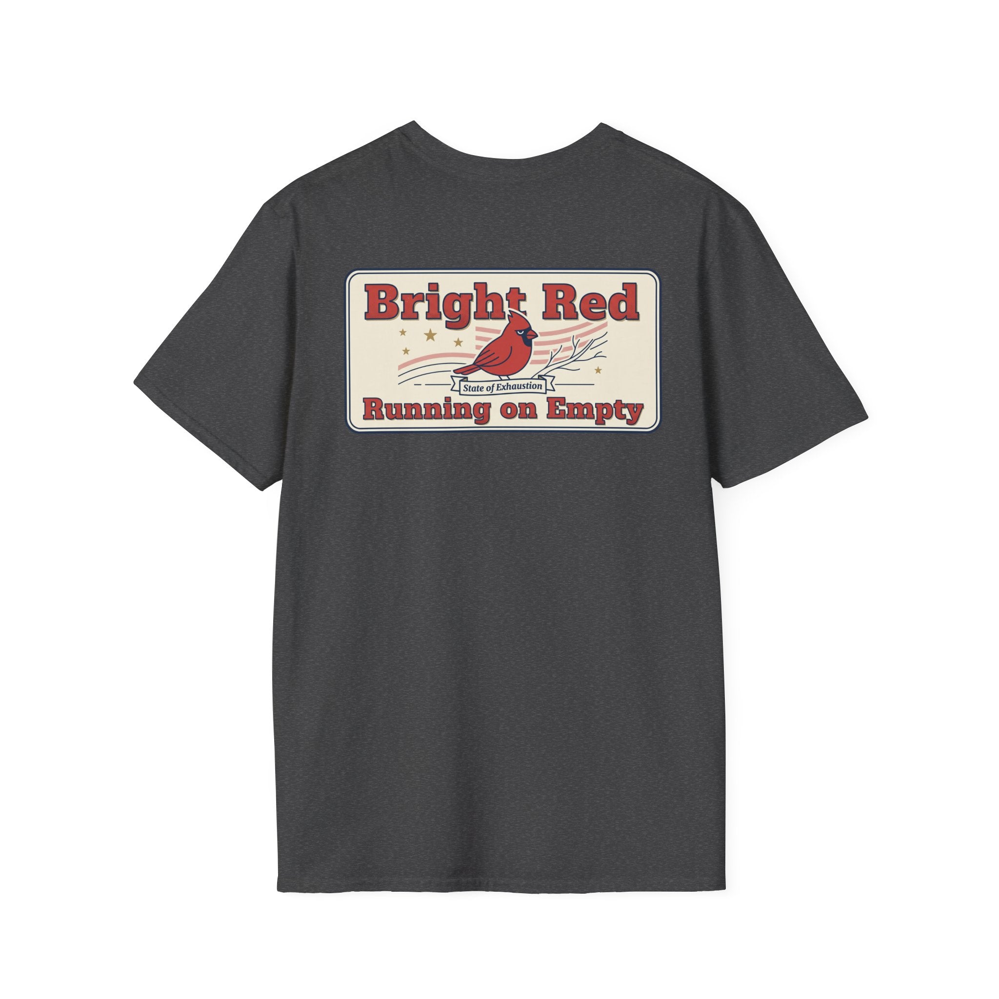 Retired Veteran Graphic T-Shirt with Cardinal Bird Back Print and Military Chest Emblem Unisex Tee
