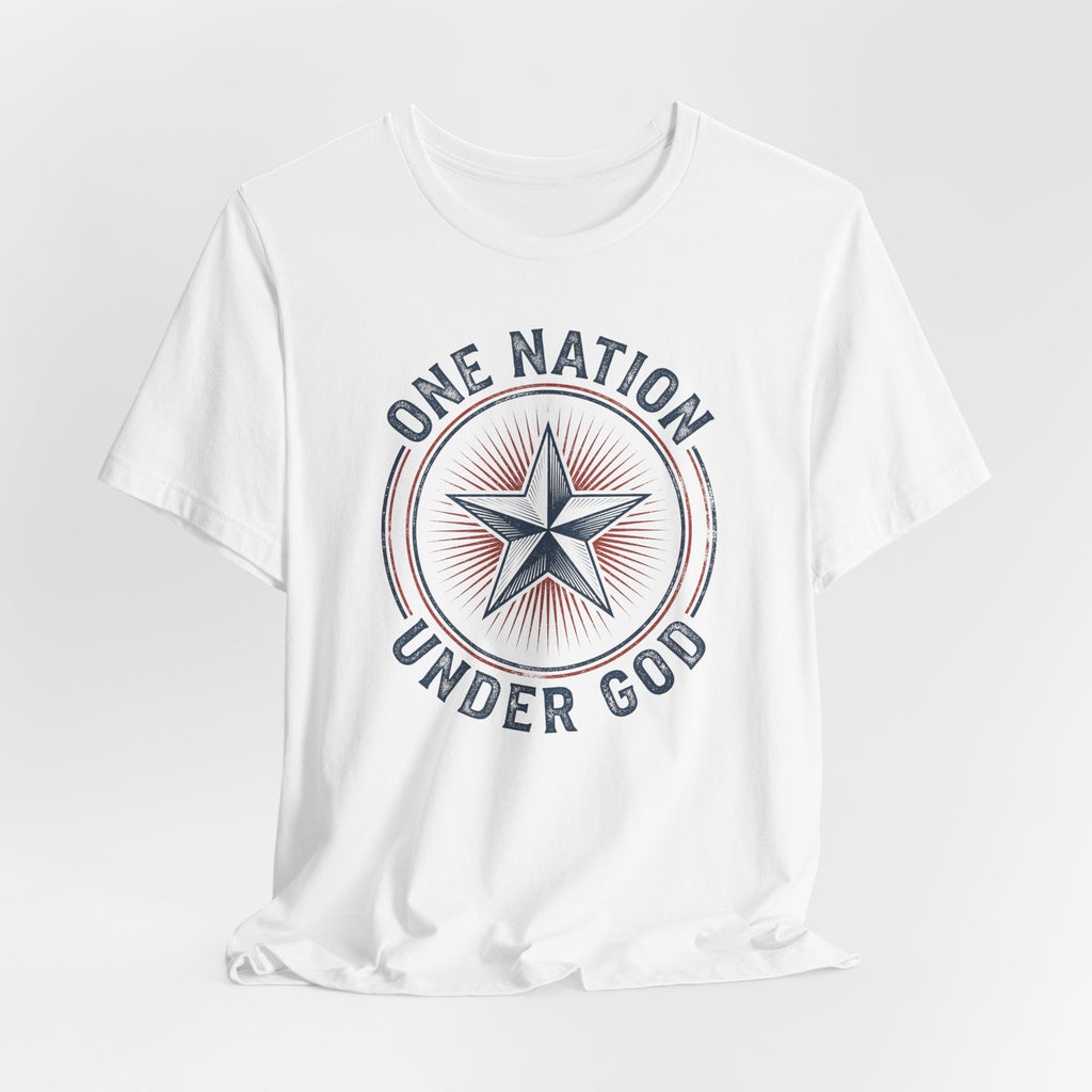One Nation Under God T-Shirt | Patriotic Christian Faith Americana Star Graphic Tee