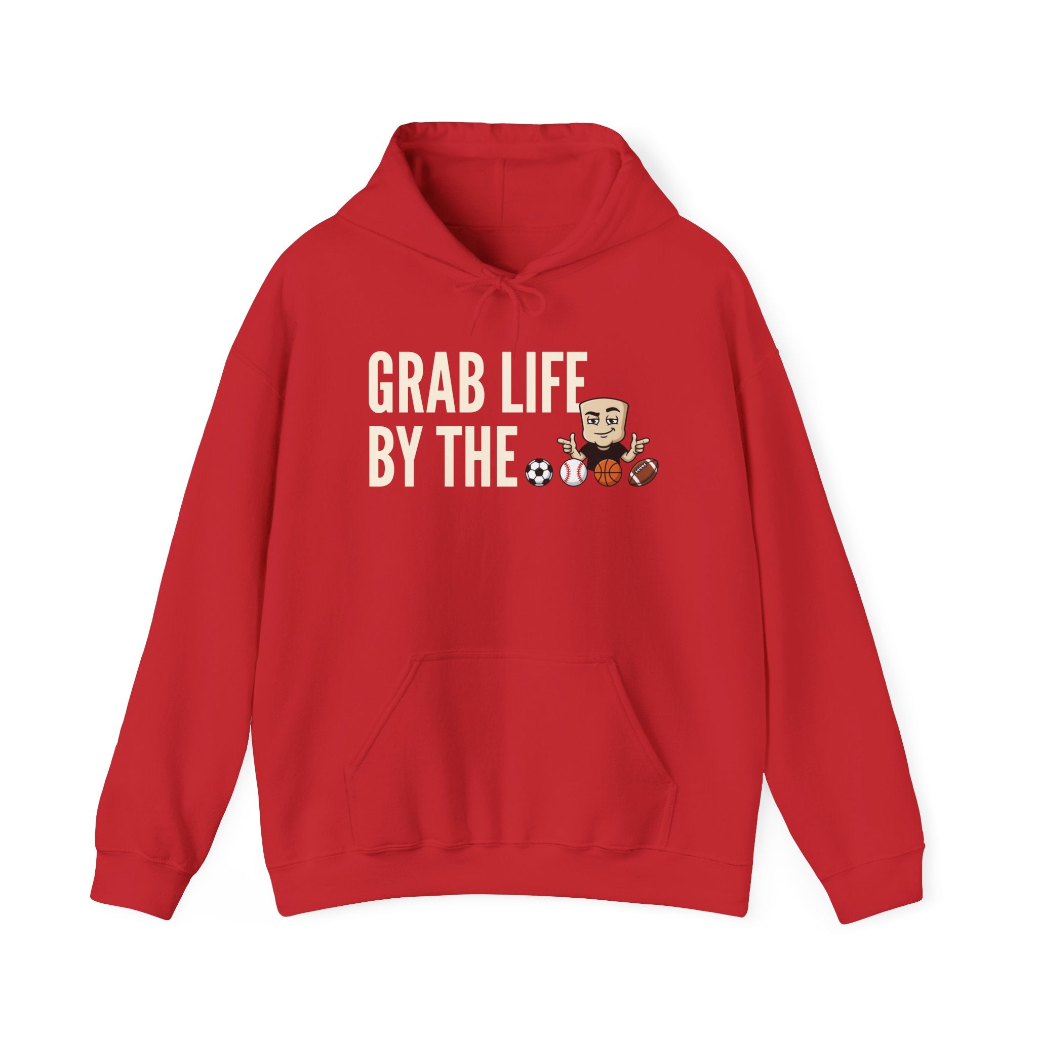 Grab Life By The Balls Hoodie | Funny Sports Ball Graphic Adult Humor Sweatshirt Gift