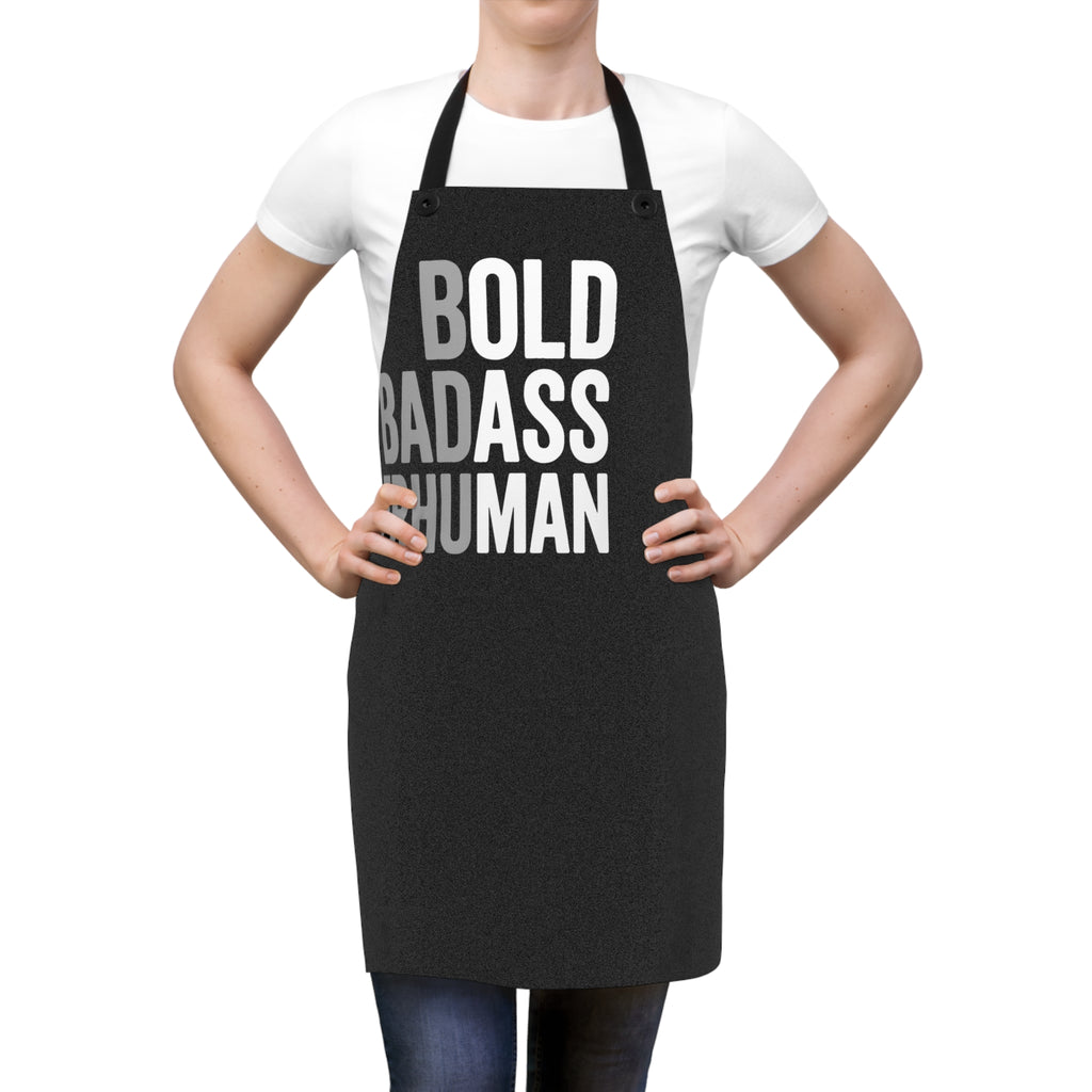 Bold Badass Superhuman Apron | Funny Statement Kitchen Apron | Empowering Cooking Apron | Black Chef Gift Apron