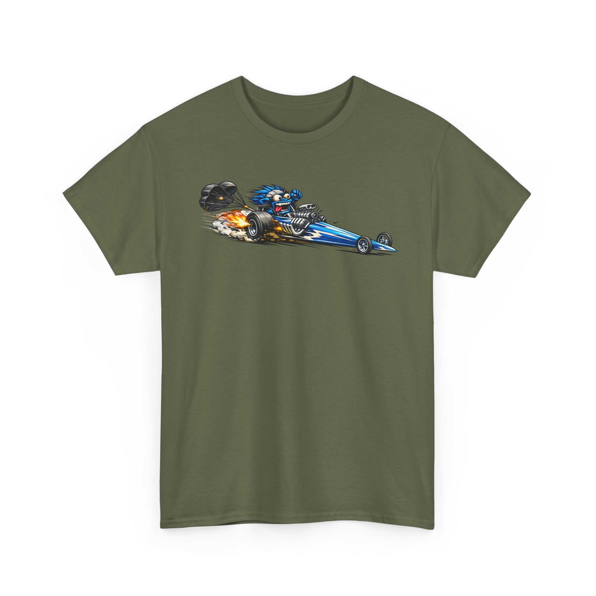 Flaming Dragster Graphic Tee | Retro Hot Rod Racing Car T-Shirt, Unisex Kustom Art Gift
