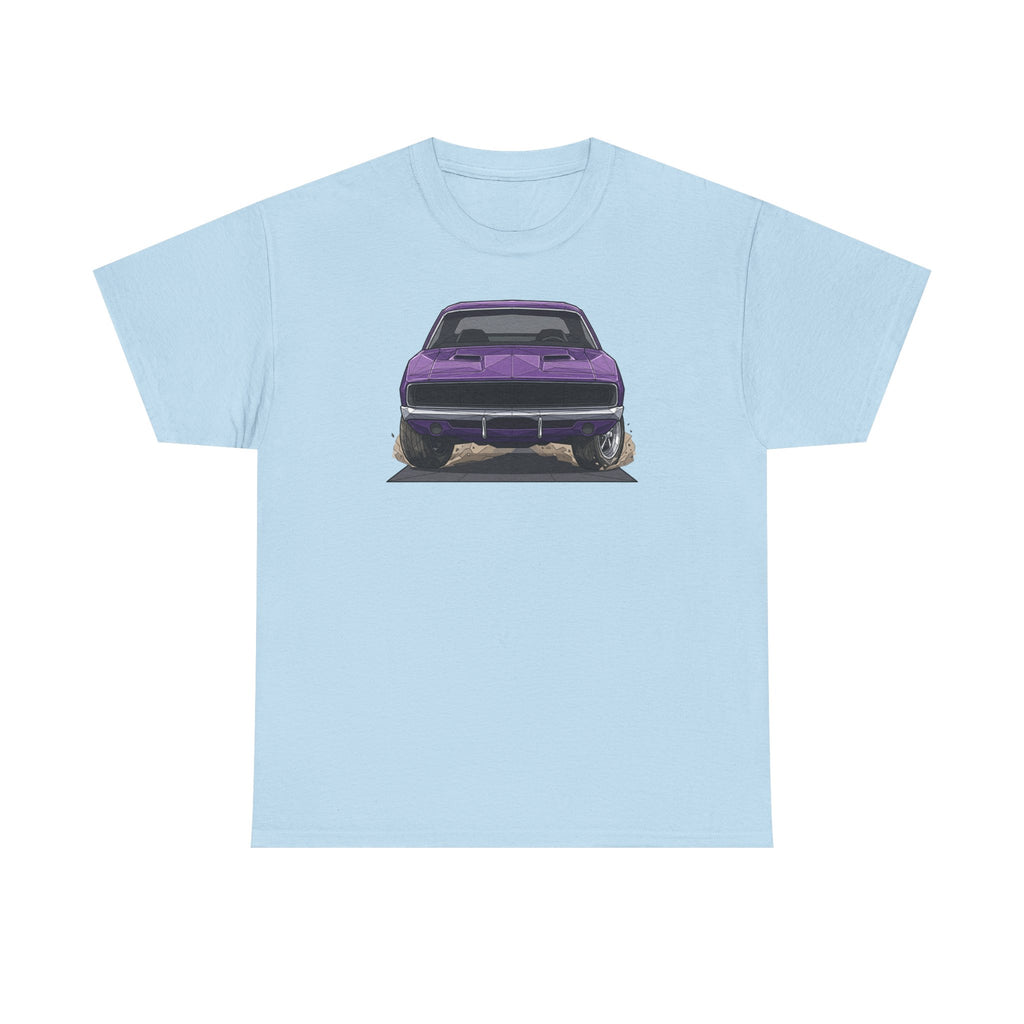 Retro Purple Muscle Car Tee | Front and Back Car Illustration