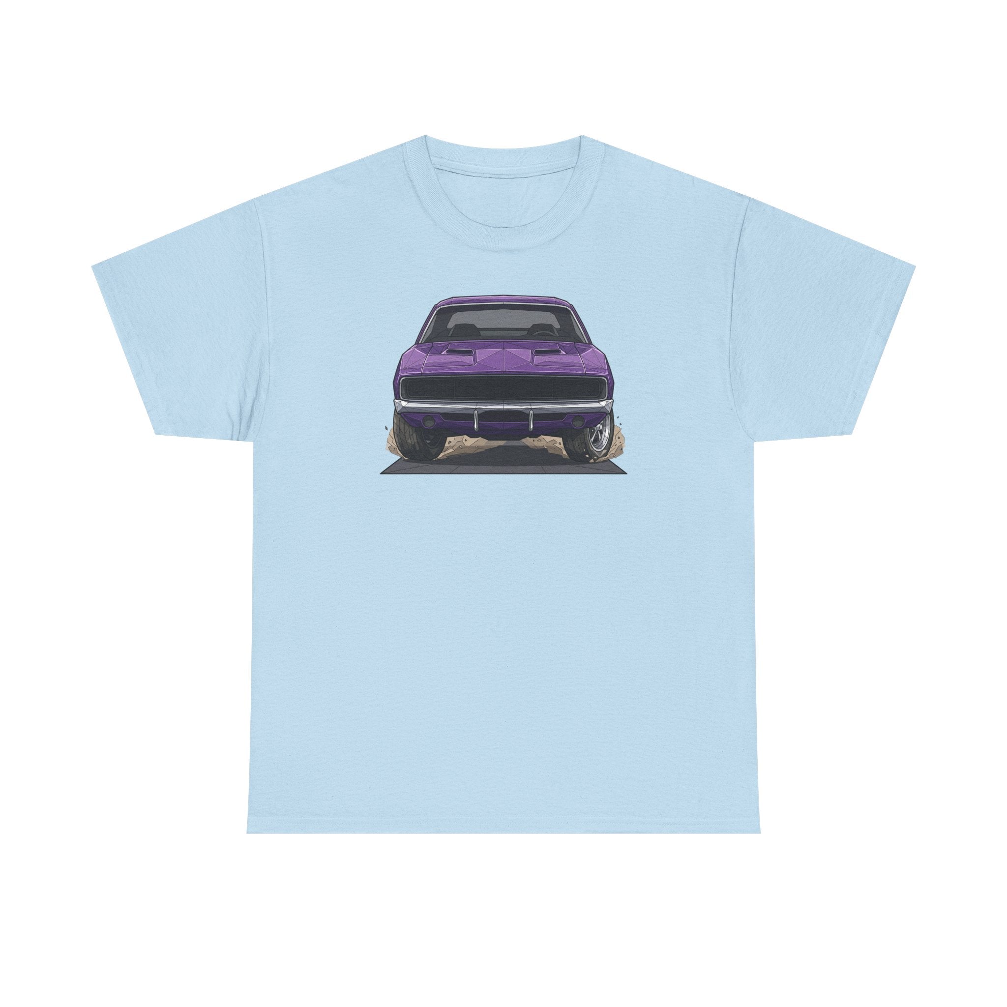 Retro Purple Muscle Car Tee | Front and Back Car Illustration