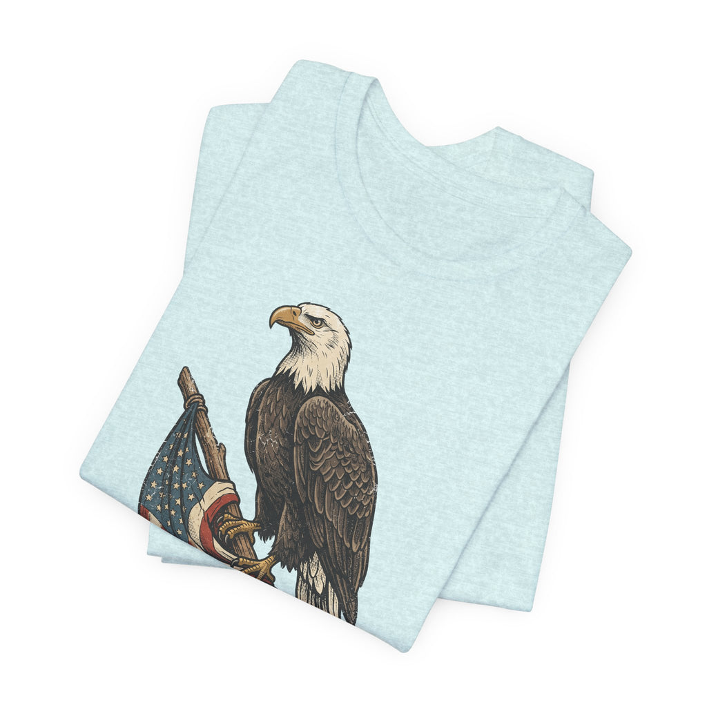 Bald Eagle American Flag T-Shirt | Patriotic USA Stars Stripes Vintage Eagle Graphic Tee Gift