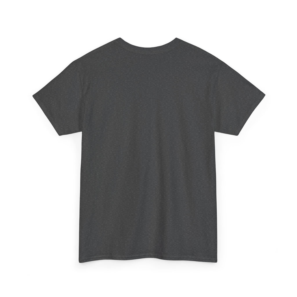 Dark gray crew-neck T-shirt, plain back view with short sleeves and straight hem.