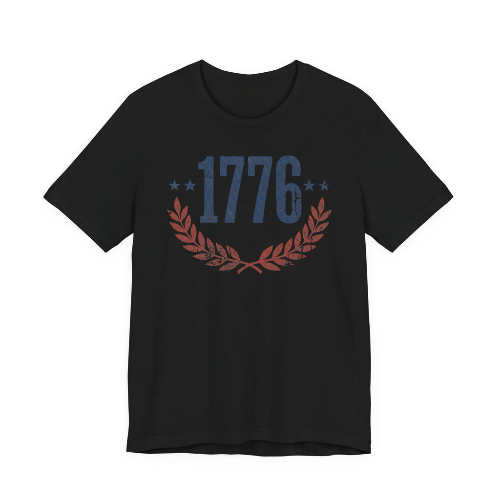 1776 Laurel Wreath T-Shirt | Patriotic American Revolution History Independence Day Graphic Tee
