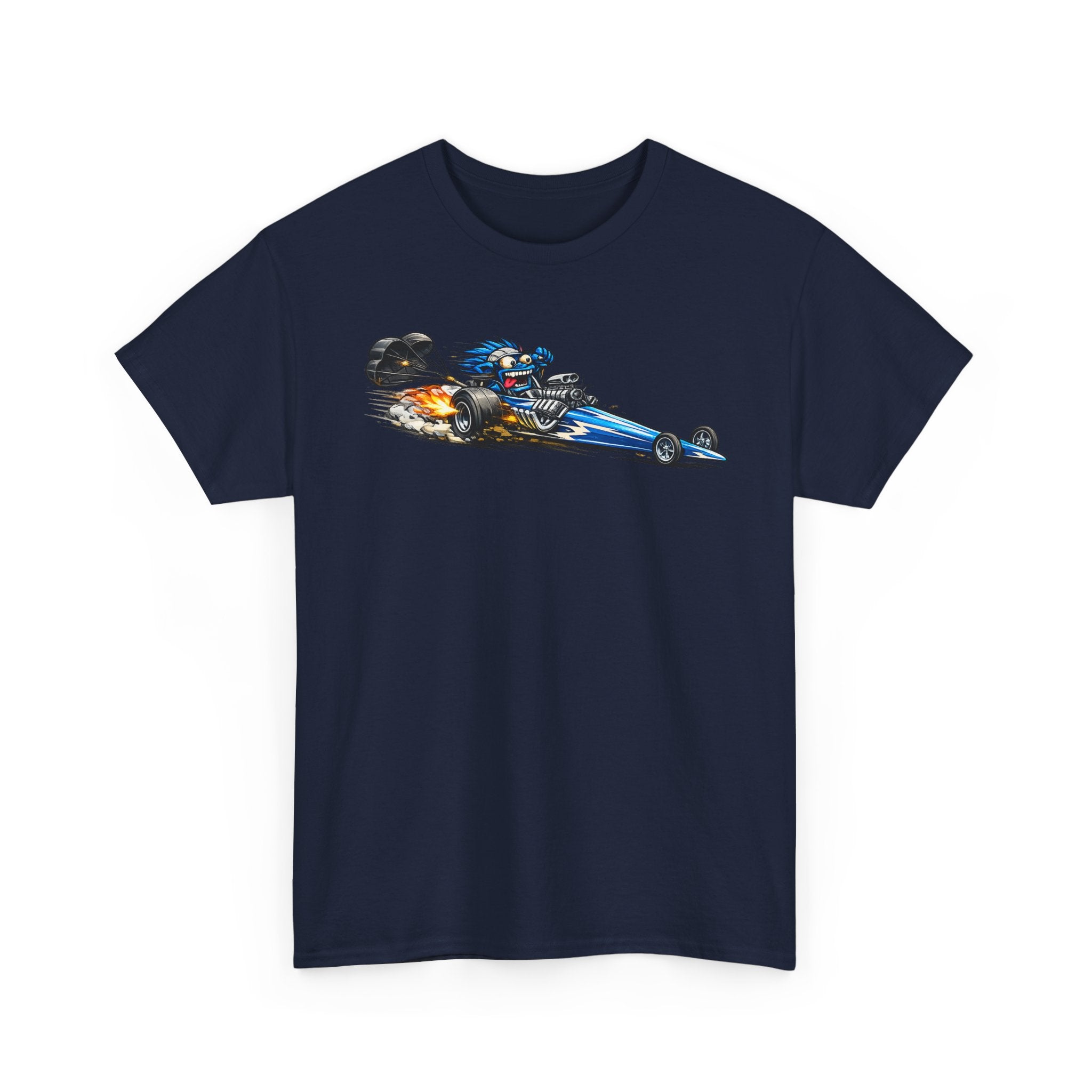 Flaming Dragster Graphic Tee | Retro Hot Rod Racing Car T-Shirt, Unisex Kustom Art Gift