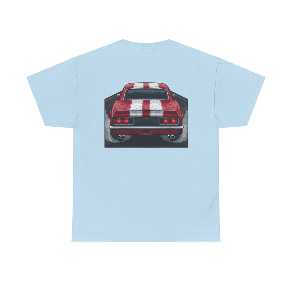 70s Red Muscle Car Tee | Front and Back Vintage Car Illustration