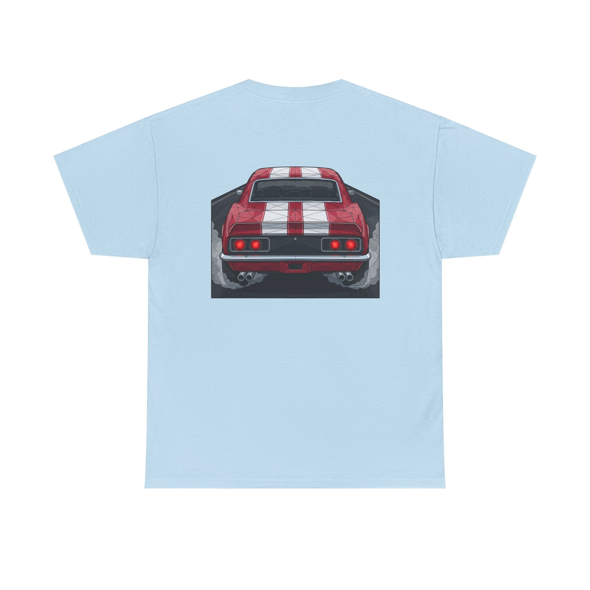 70s Red Muscle Car Tee | Front and Back Vintage Car Illustration